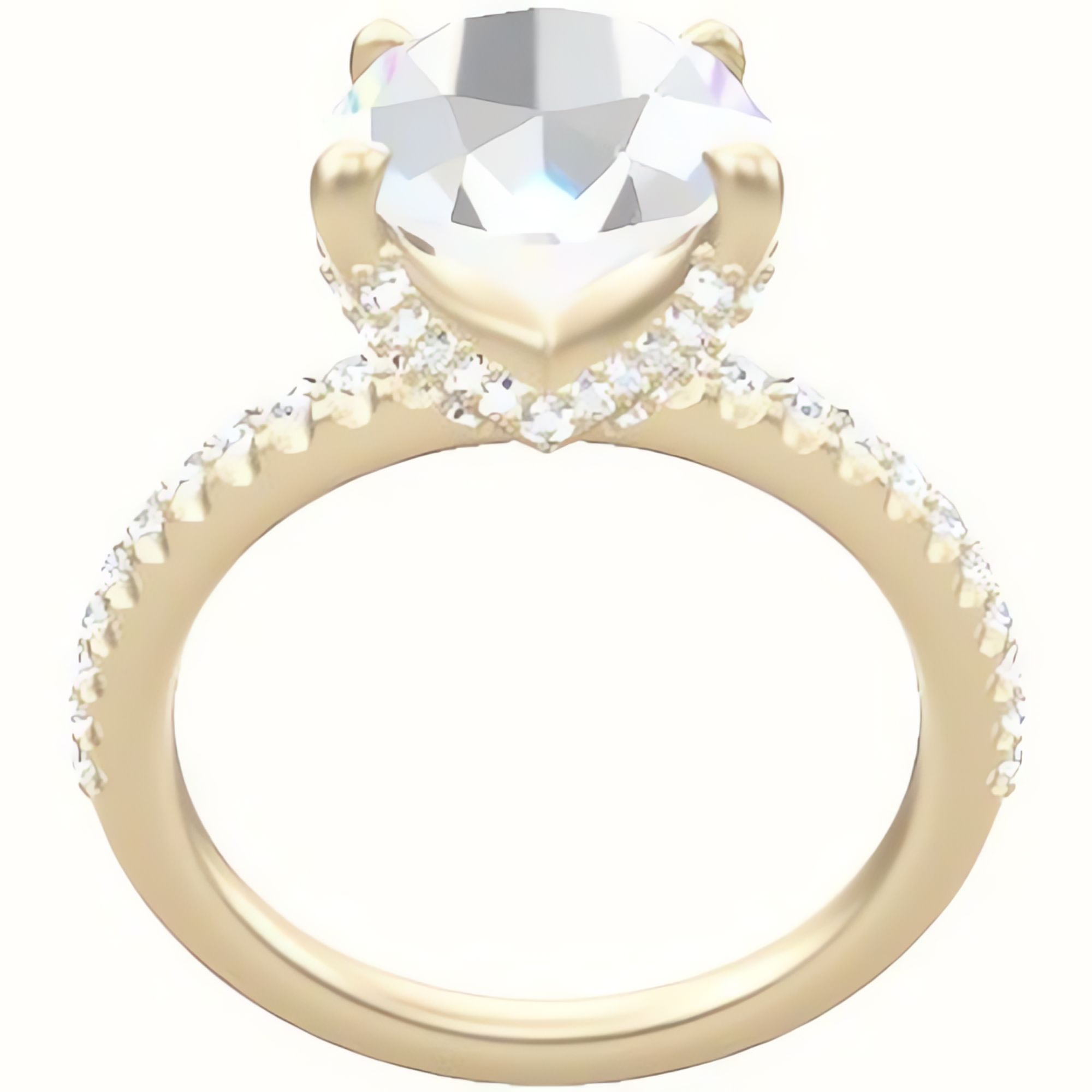illusion Pave Engagement Ring With Double Pave V Prong Head
