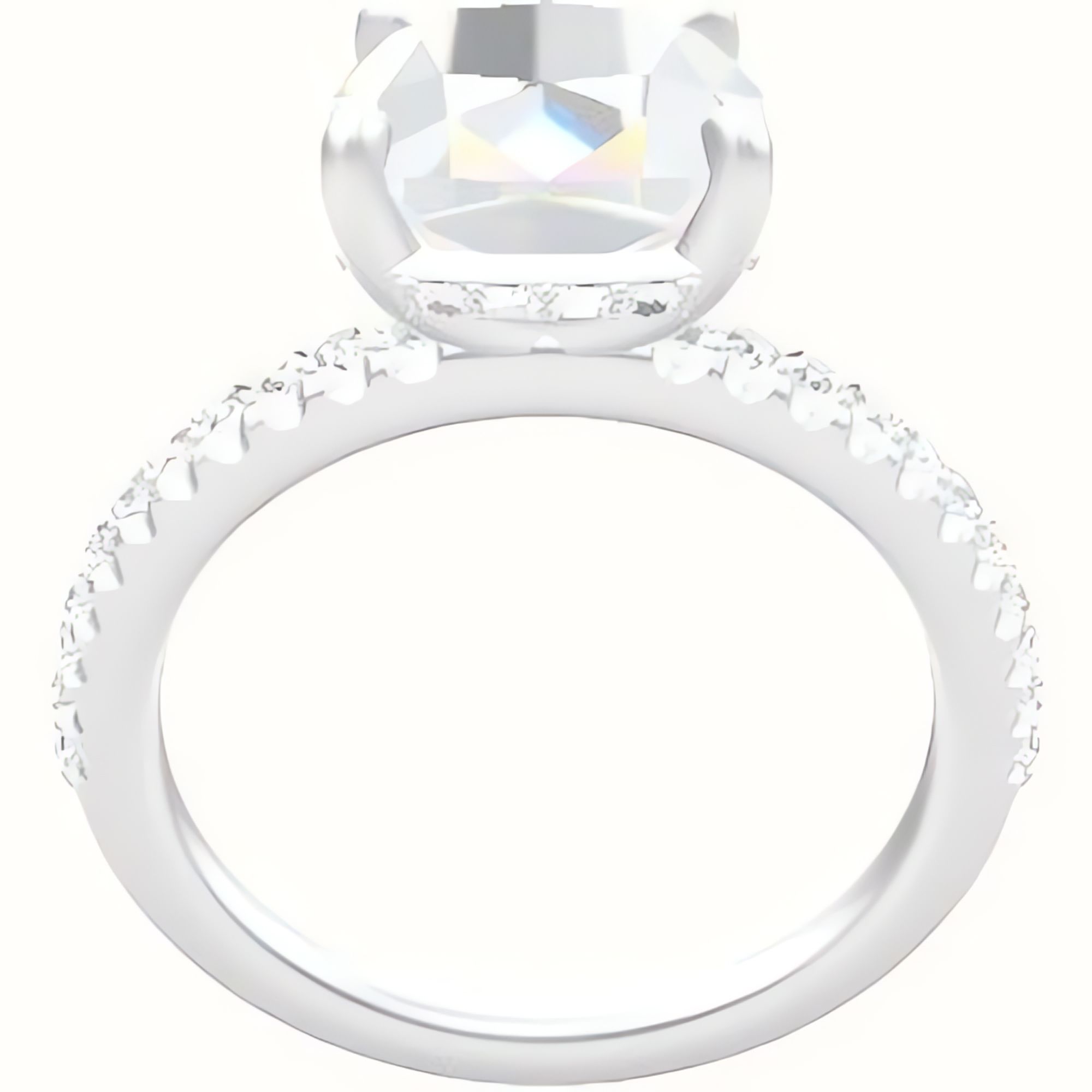 illusion Pave Engagement Ring With Low Set Pave  Hidden Halo Head