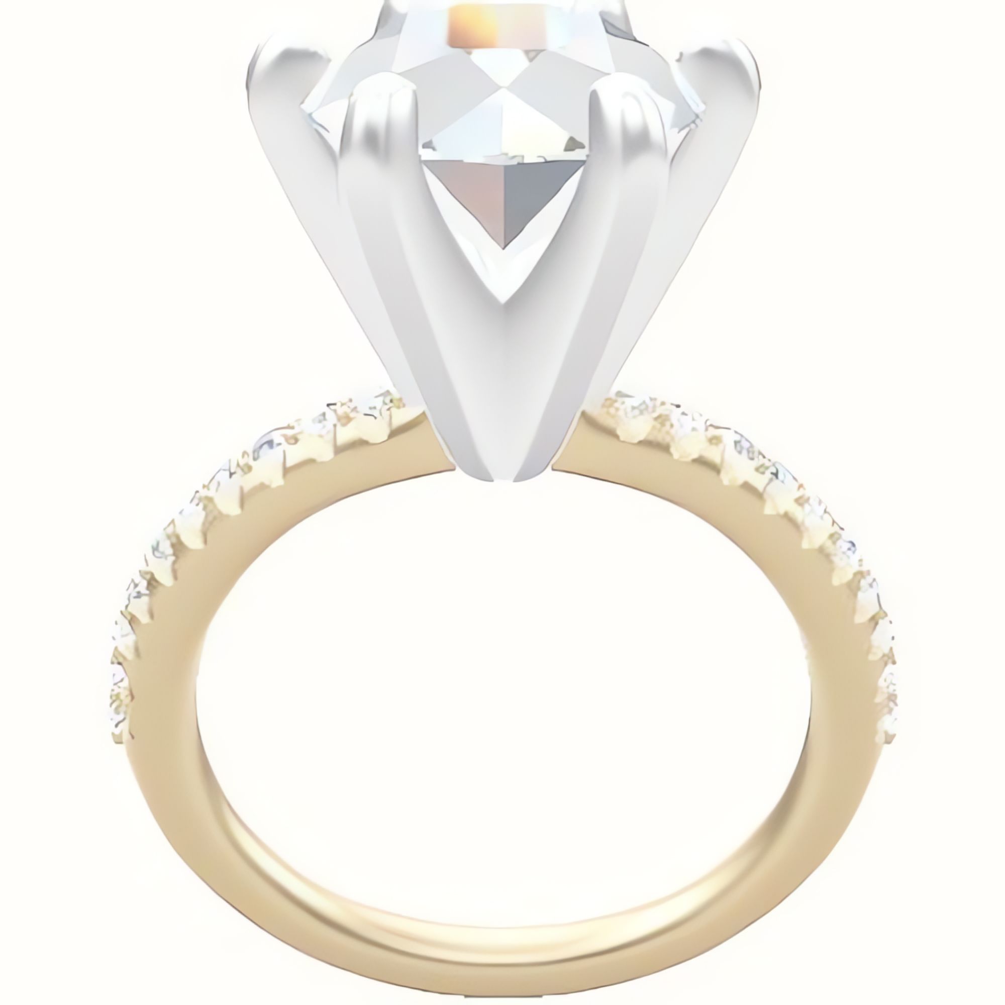Half Pave Engagement Ring With Classic Six Prong Head
