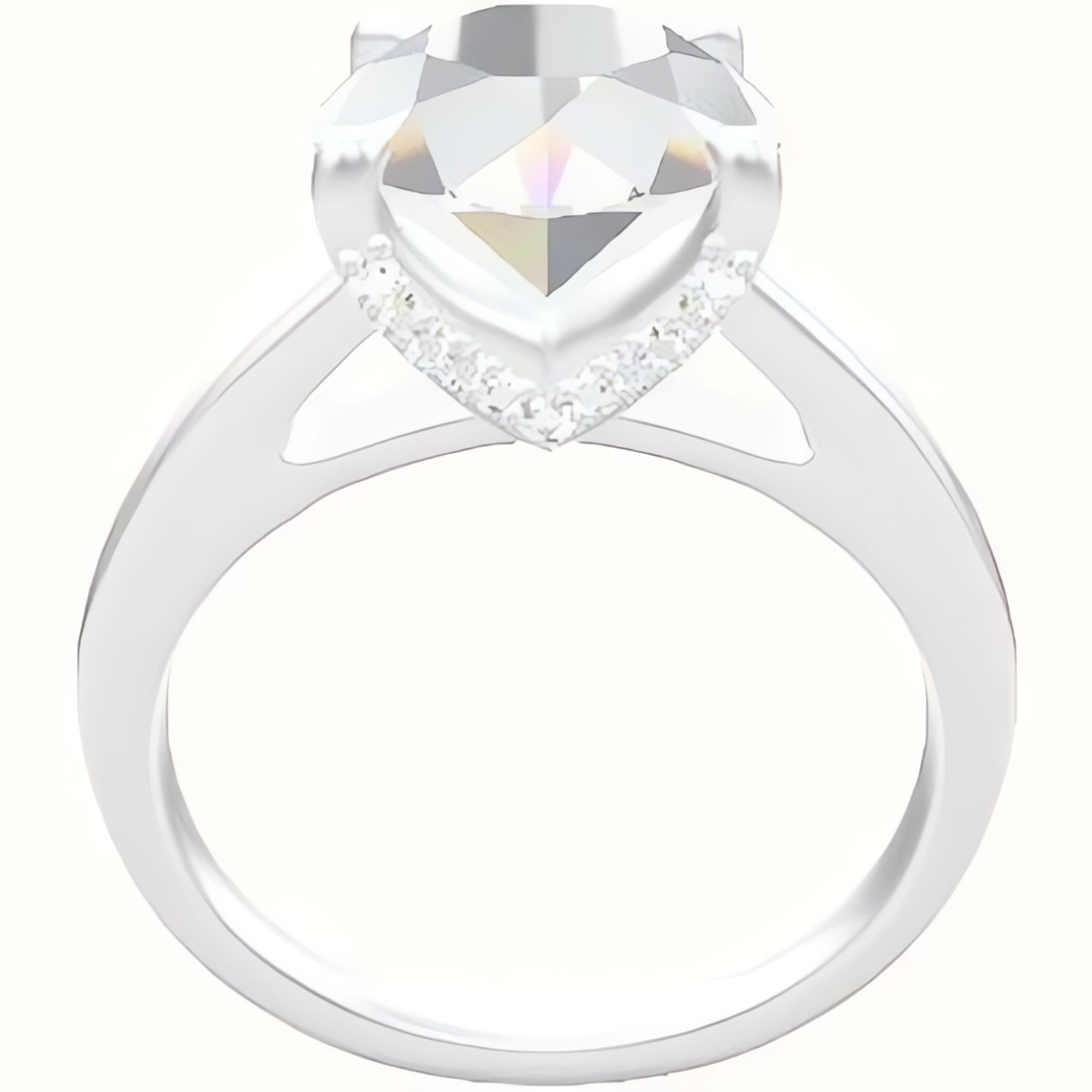 Cathedral Engagement Ring With Pave V Prong Head