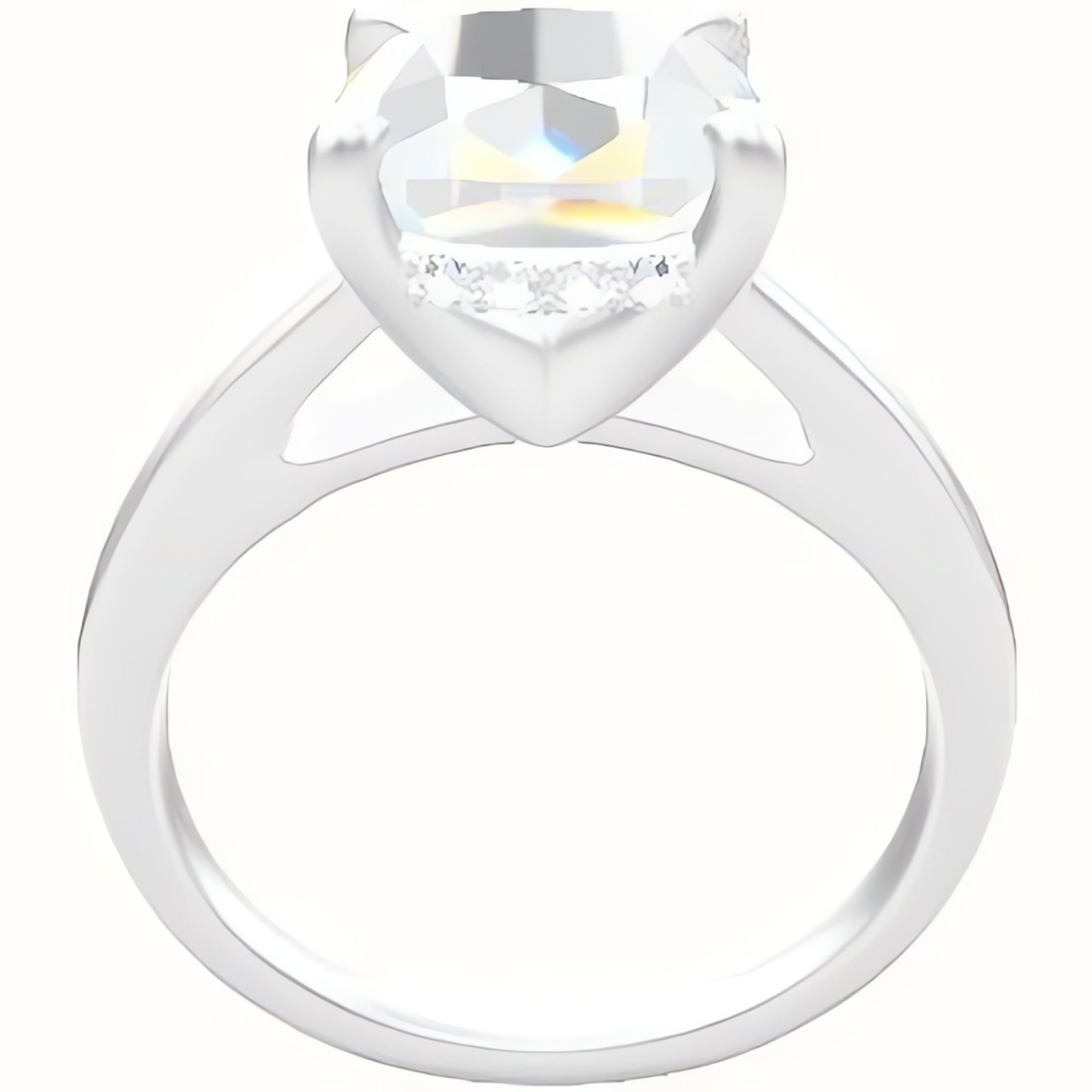 Cathedral Engagement Ring With V Prong with Hidden Halo Head