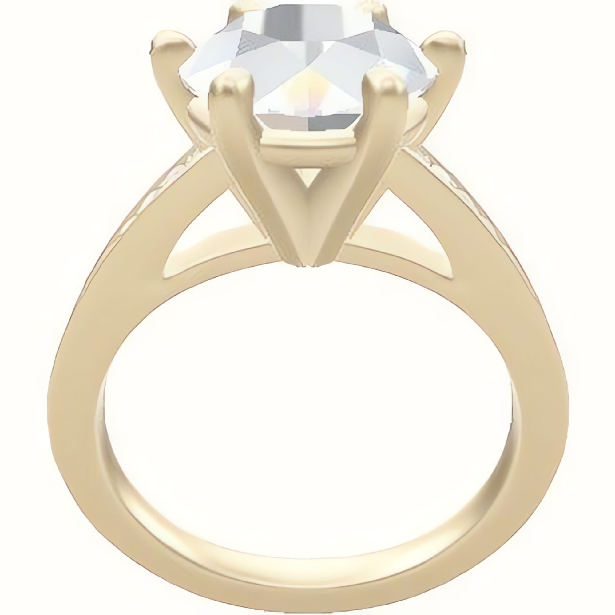 Micropave Cathedral Engagement Ring With High Set Six Prong Head