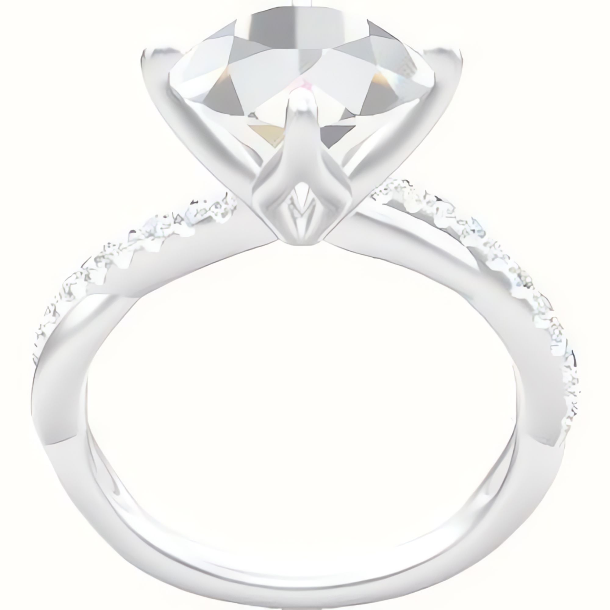 Pave Rope Engagement Ring With Petal Compass Prong Head