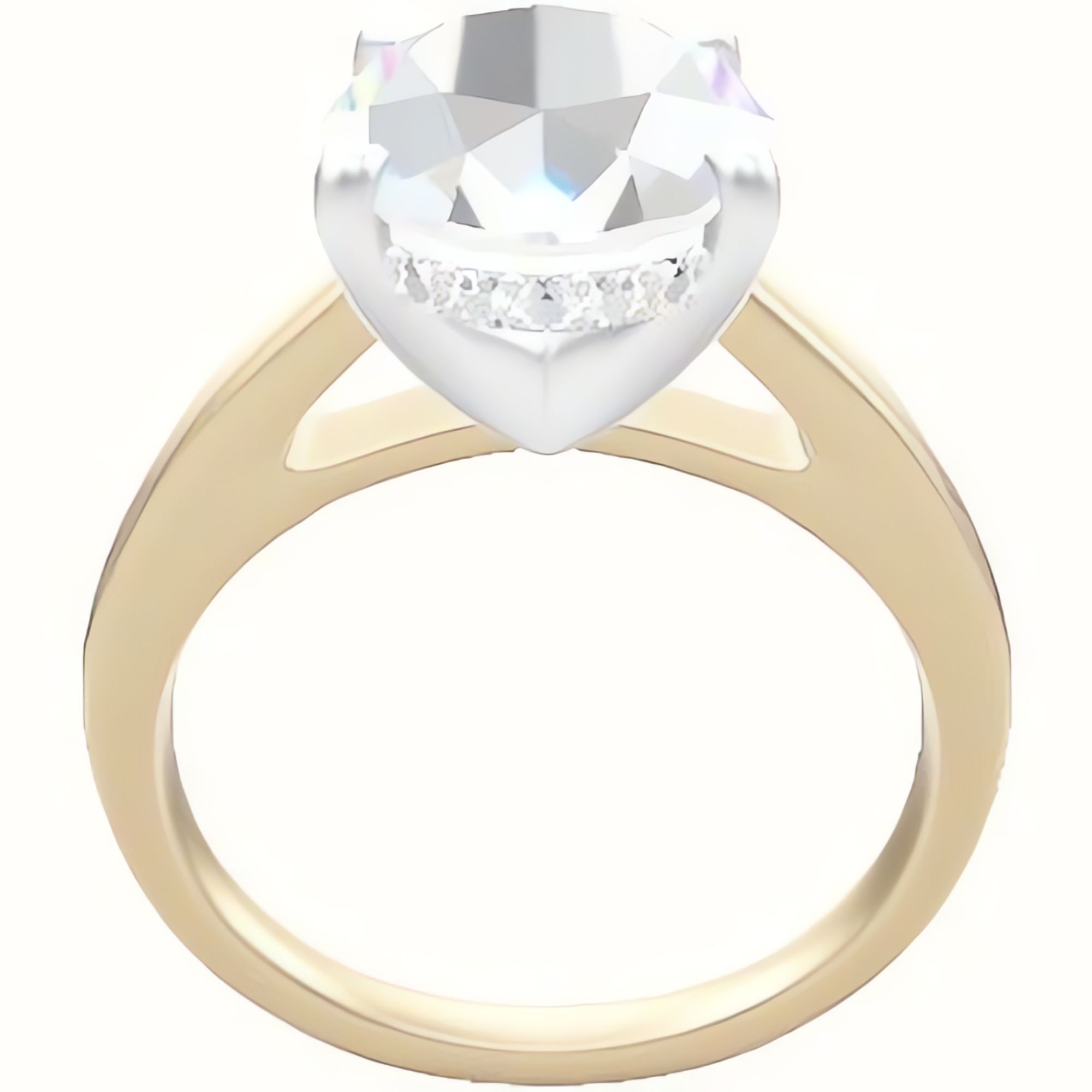 Cathedral Engagement Ring With V Prong with Hidden Halo Head