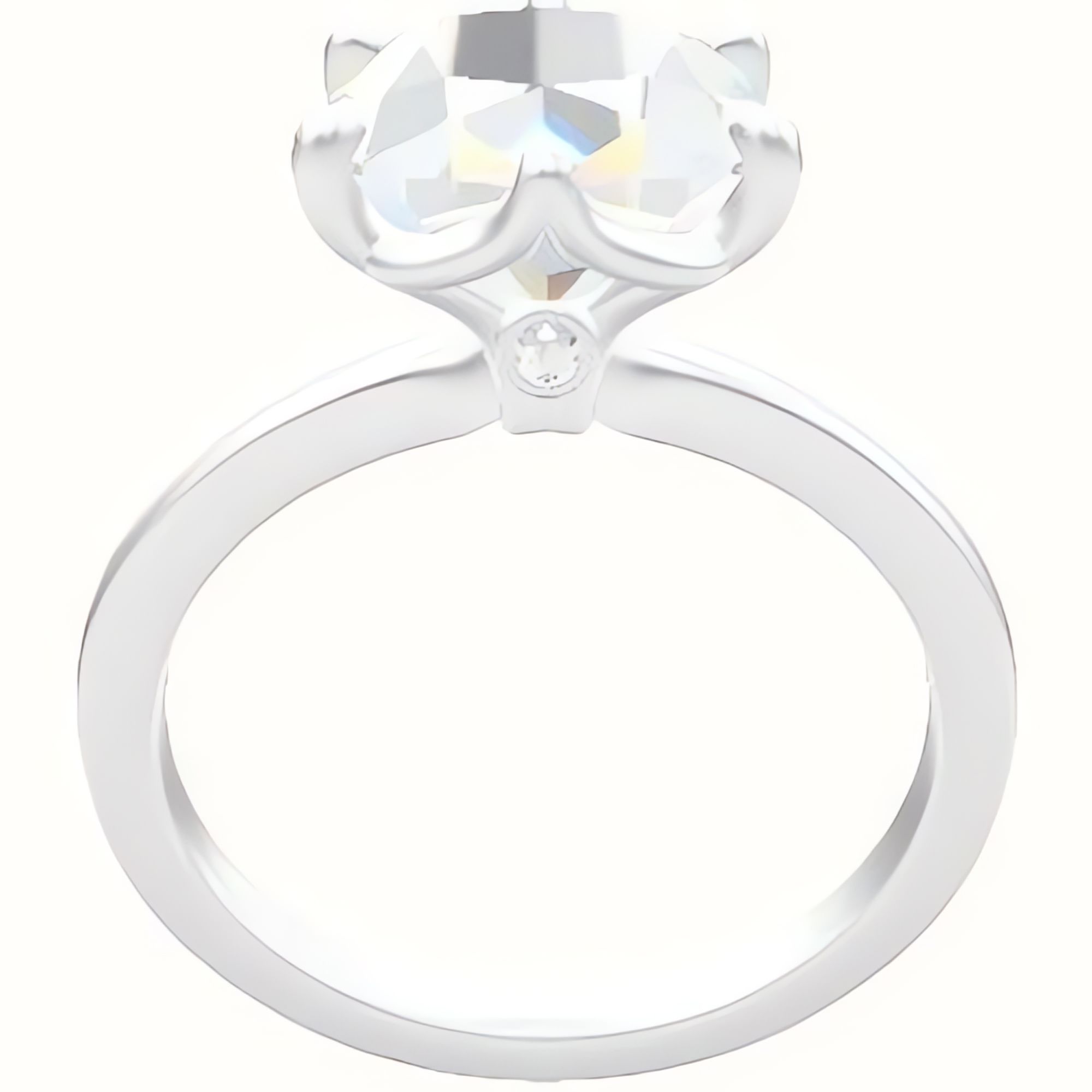 Open Solitaire Engagement Ring With Crown Six Prong w. accent Diamond Head