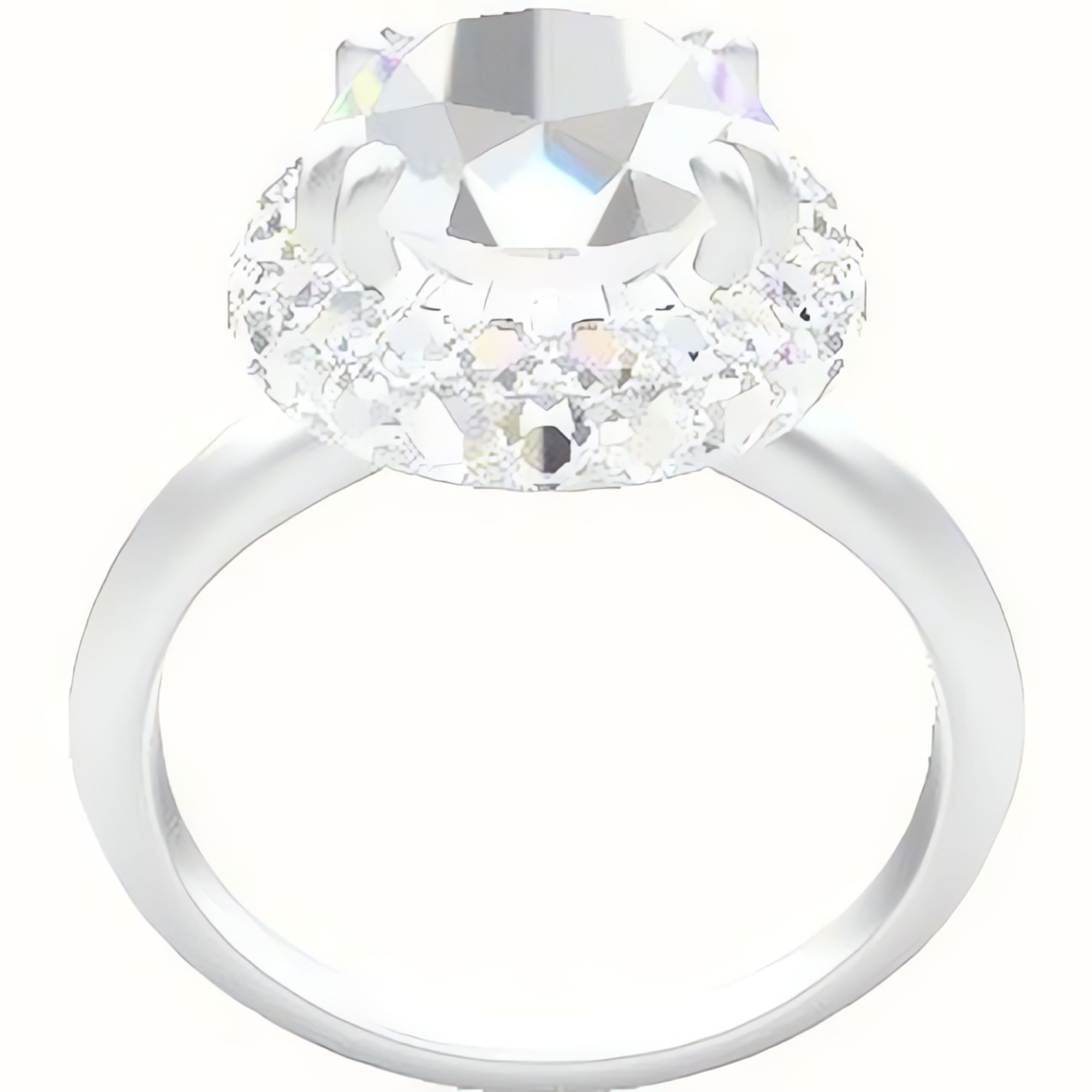 Knife Edge Engagement Ring With Double Prong Waterfall Halo Head