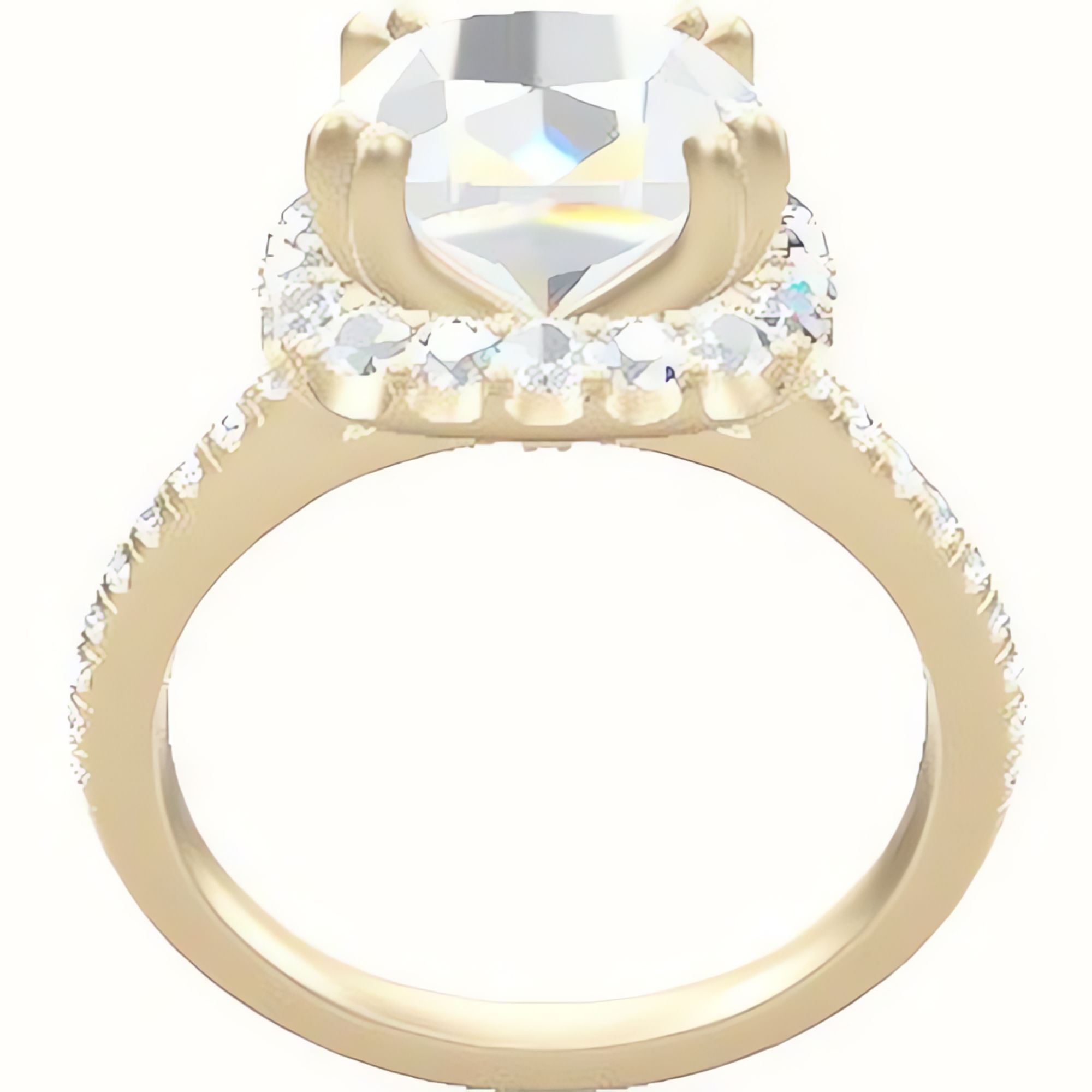 Pave Cathedral Engagement Ring With Halo with Double Prong Head