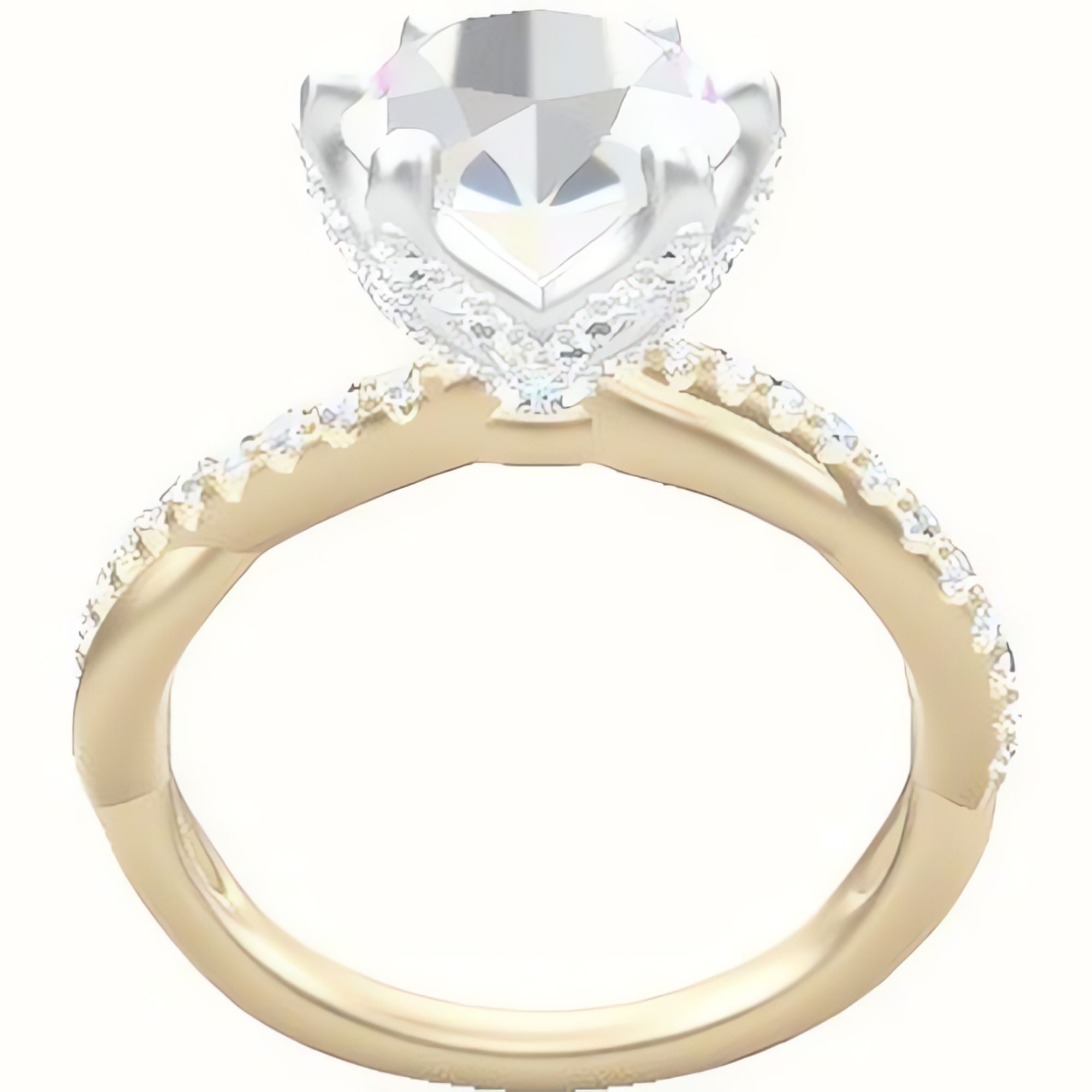 Pave Rope Engagement Ring With Pave Petal Six Prong Head