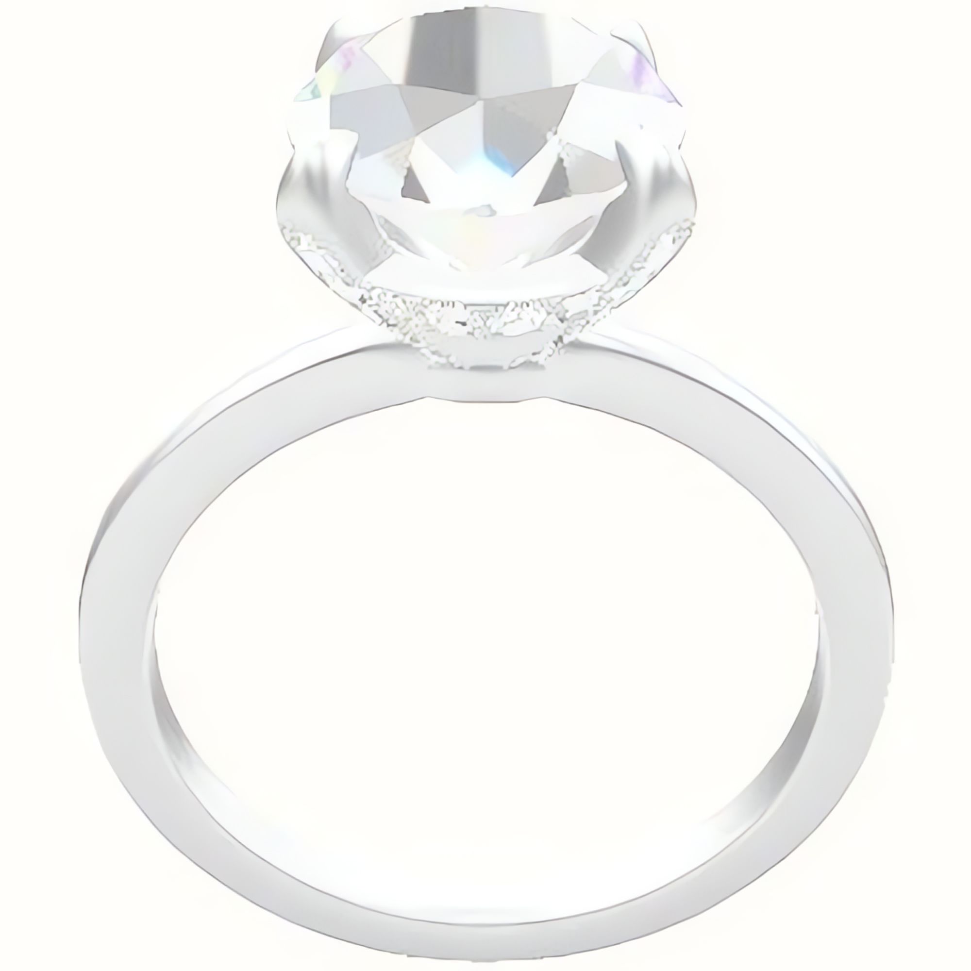 Open Solitaire Engagement Ring With Pave Basket Head