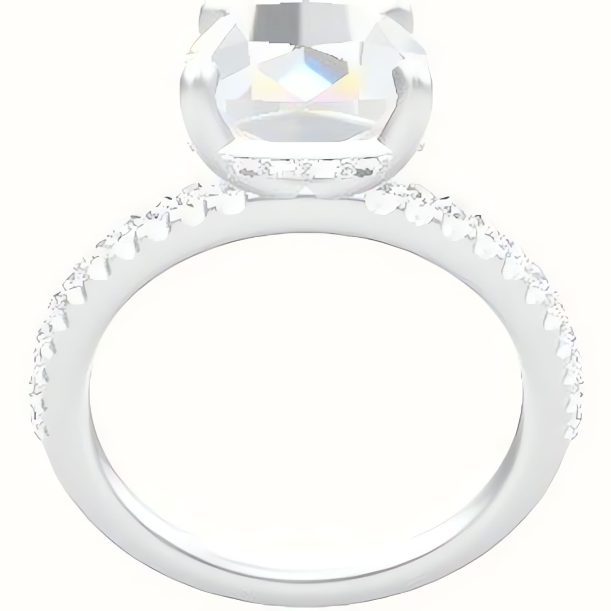 illusion Pave Engagement Ring With Low Set Pave  Hidden Halo Head
