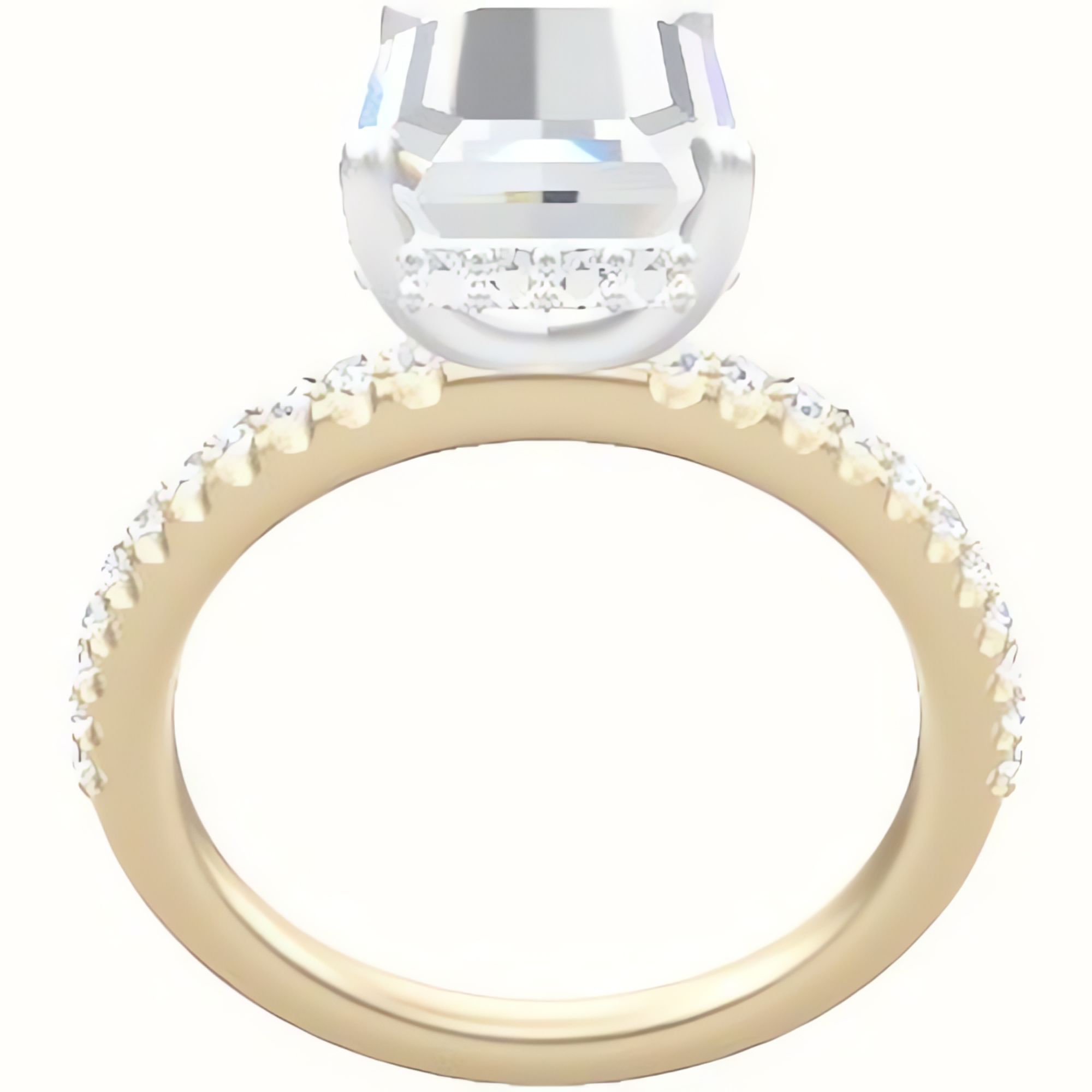 illusion Pave Engagement Ring With Low Set Pave  Hidden Halo Head