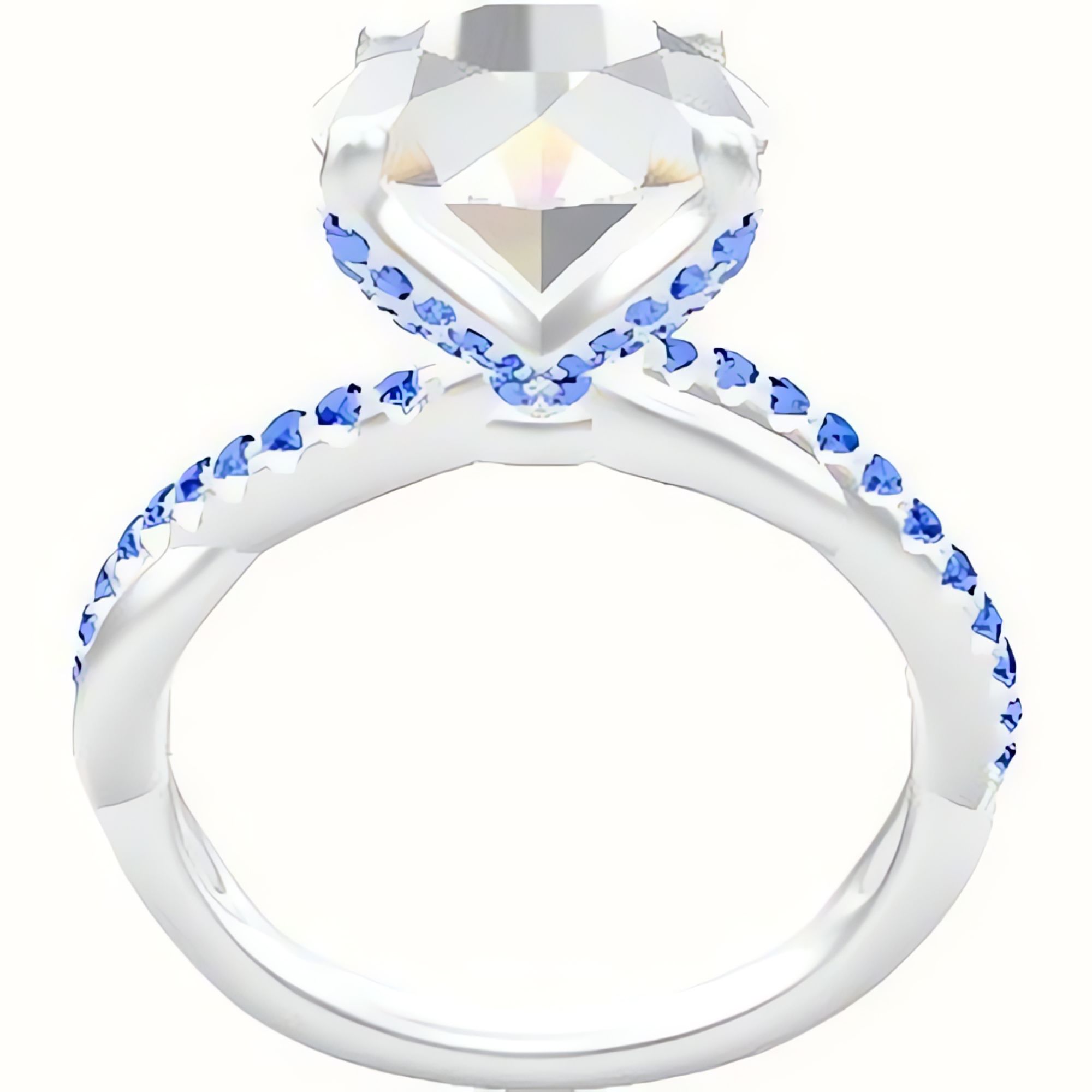 Pave Rope Engagement Ring With Pave Petal Four Prong Head