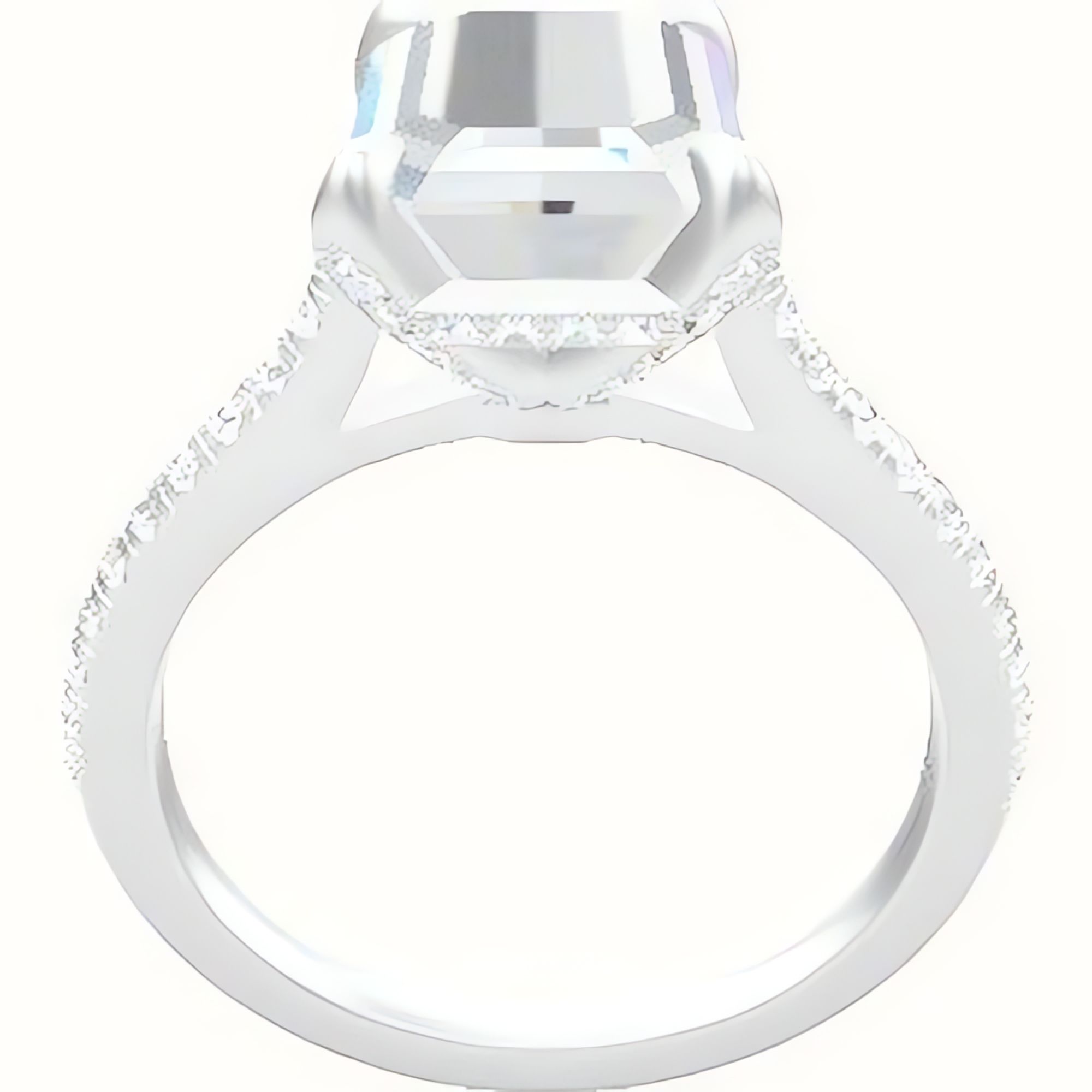 Pave Cathedral Engagement Ring With Pave Basket Head