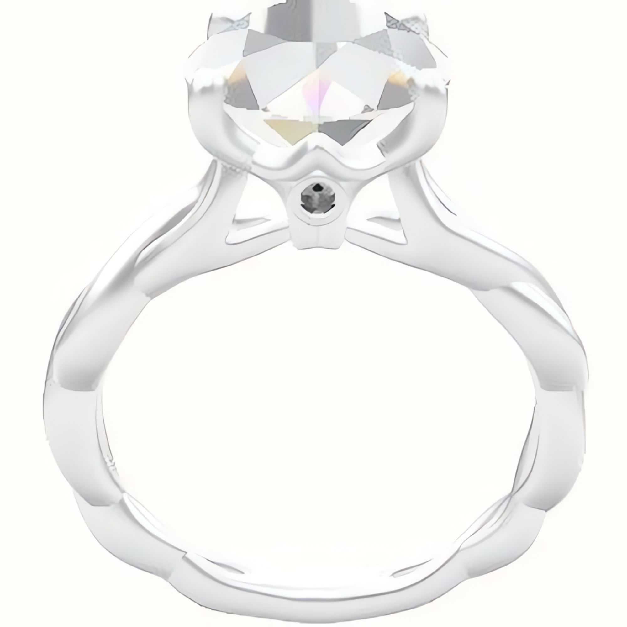 Cobra solitaire Twist Engagement Ring With Crown Four Prong w. Surprise Diamond Head