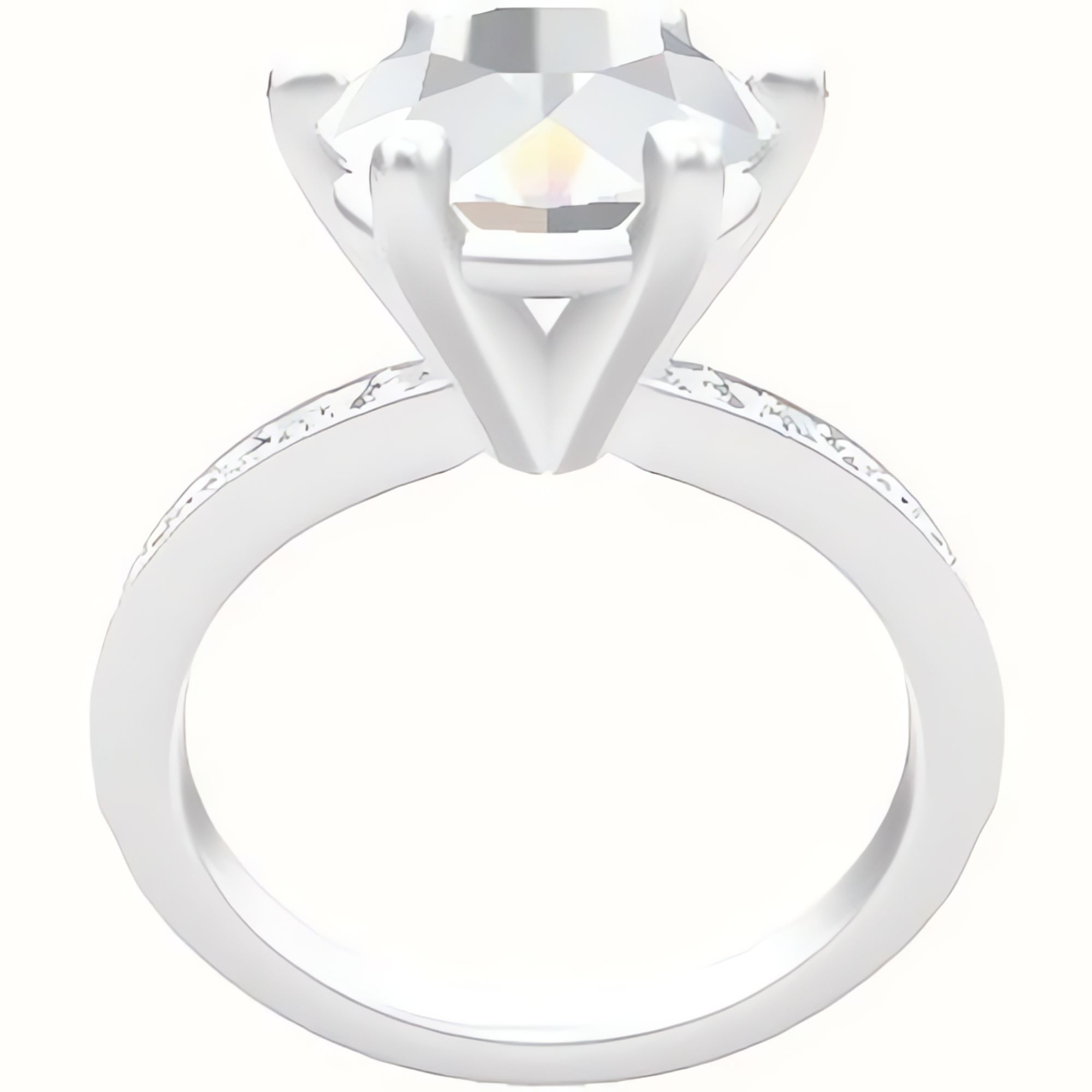 Micropave Engagement Ring With High Set Six Prong Head