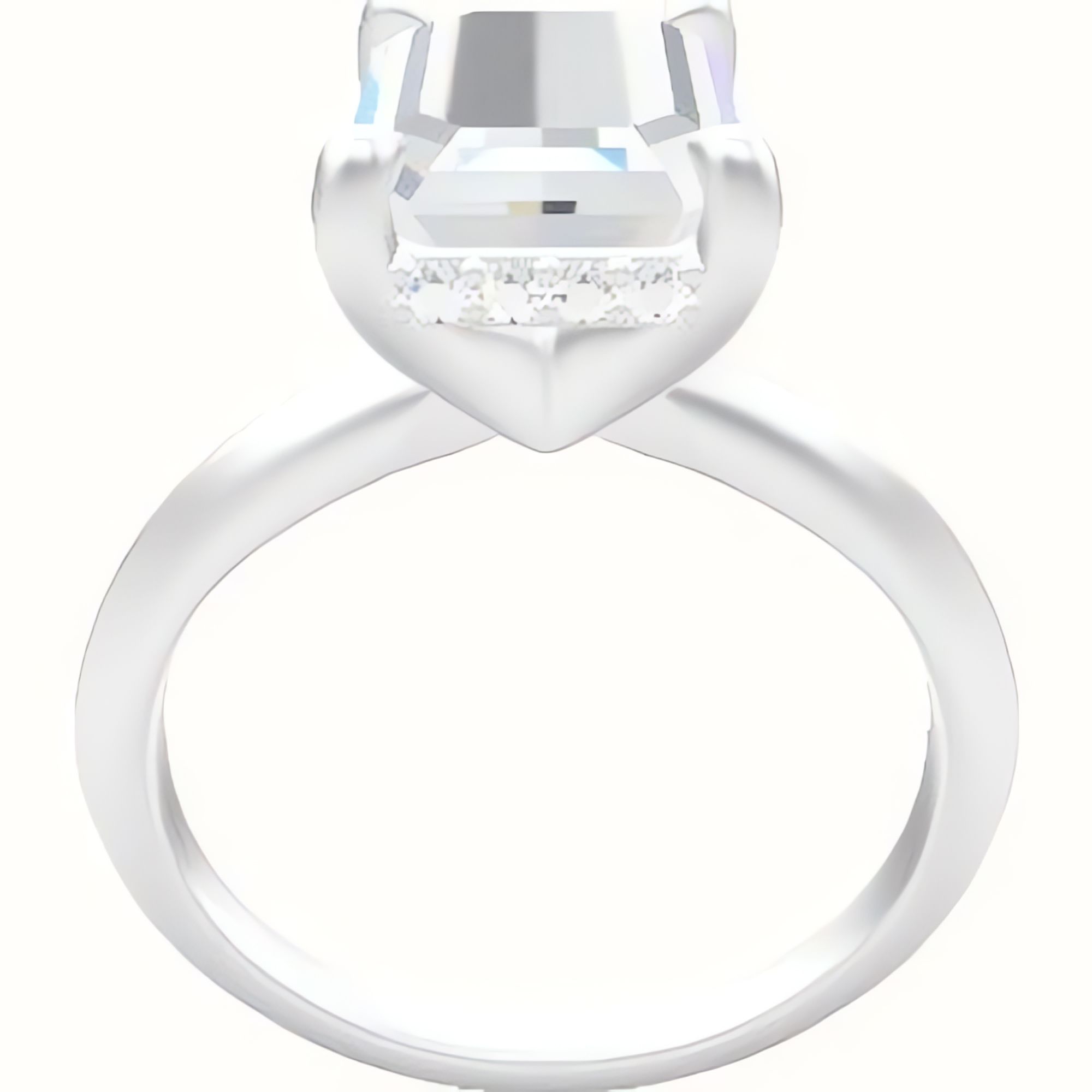Knife Edge Engagement Ring With V Prong with Hidden Halo Head