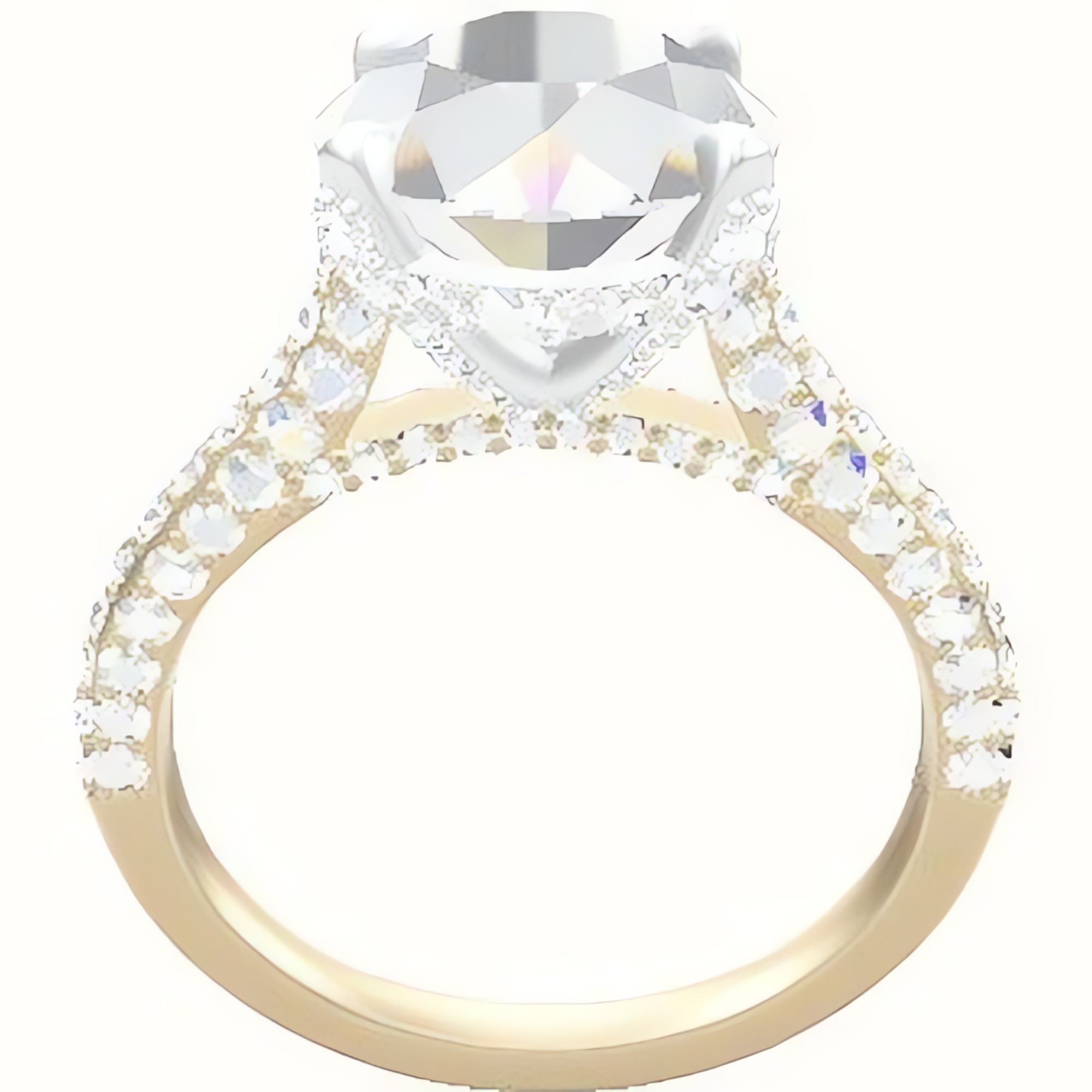 Petite Cathedral Three Row Engagement Ring With Pave Basket Head