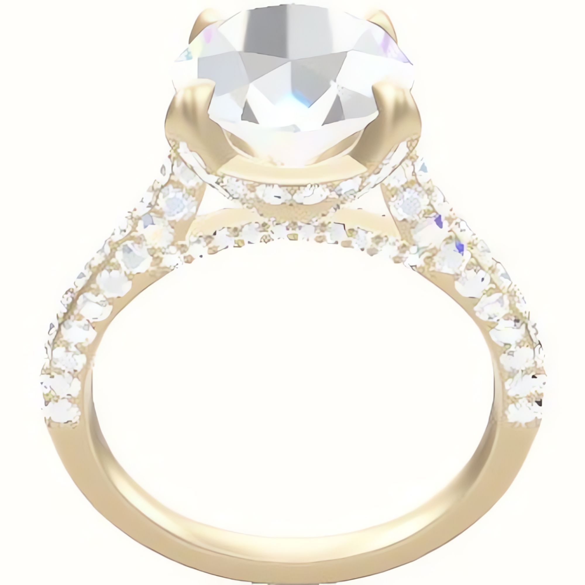 Petite Cathedral Three Row Engagement Ring With Pave Basket Head