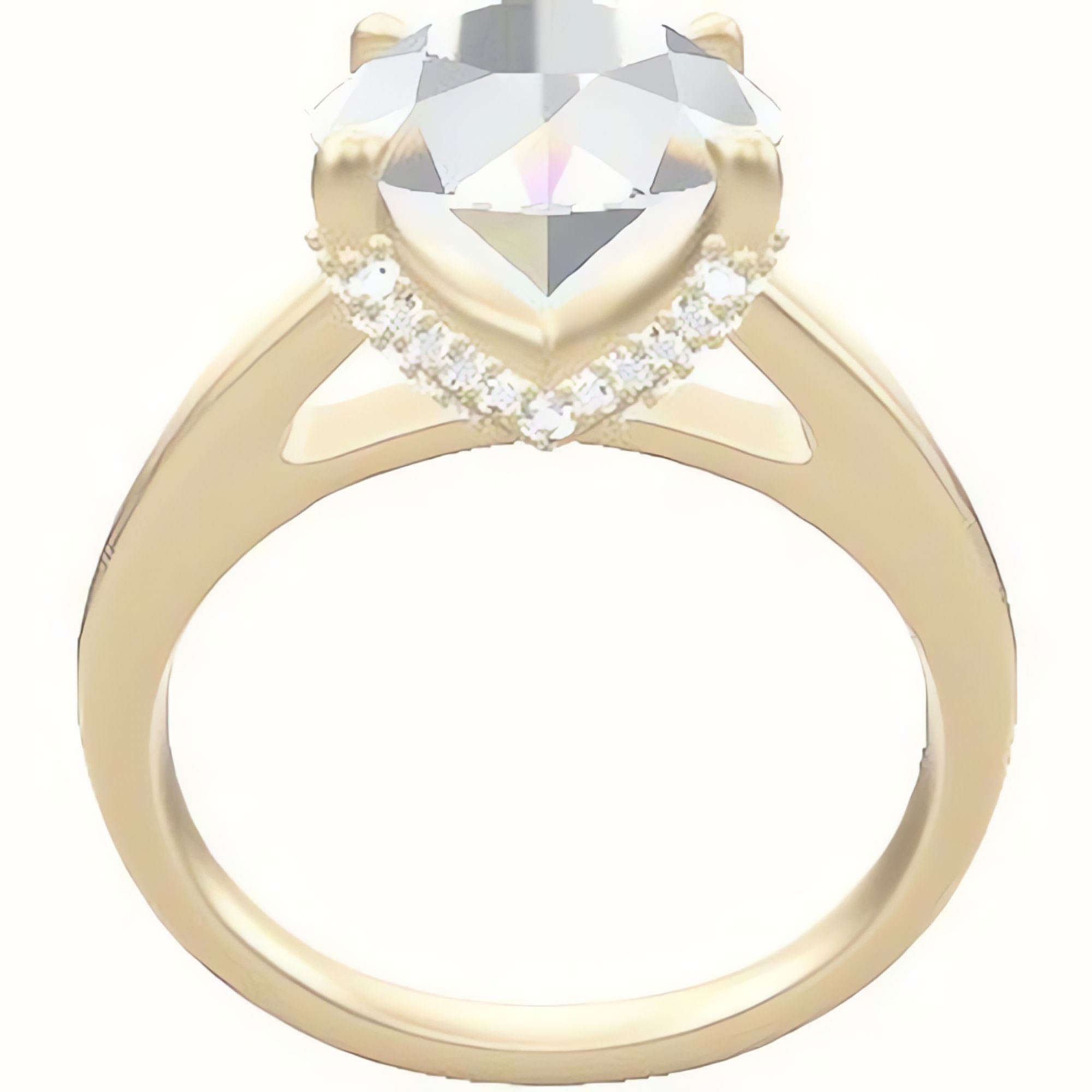 Cathedral Engagement Ring With Double Pave V Prong Head