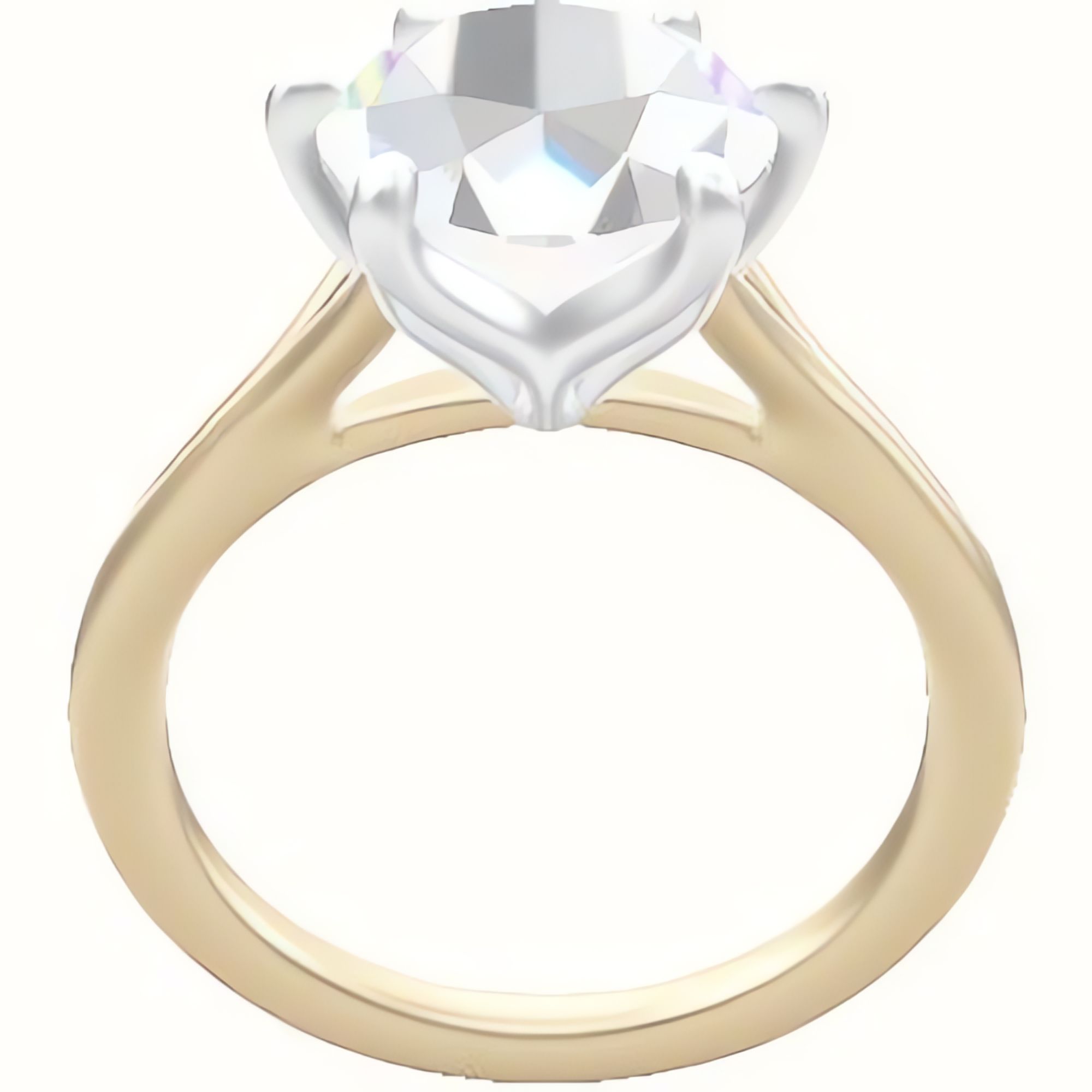 Split Cathedral Engagement Ring With Petal Six Prong Head