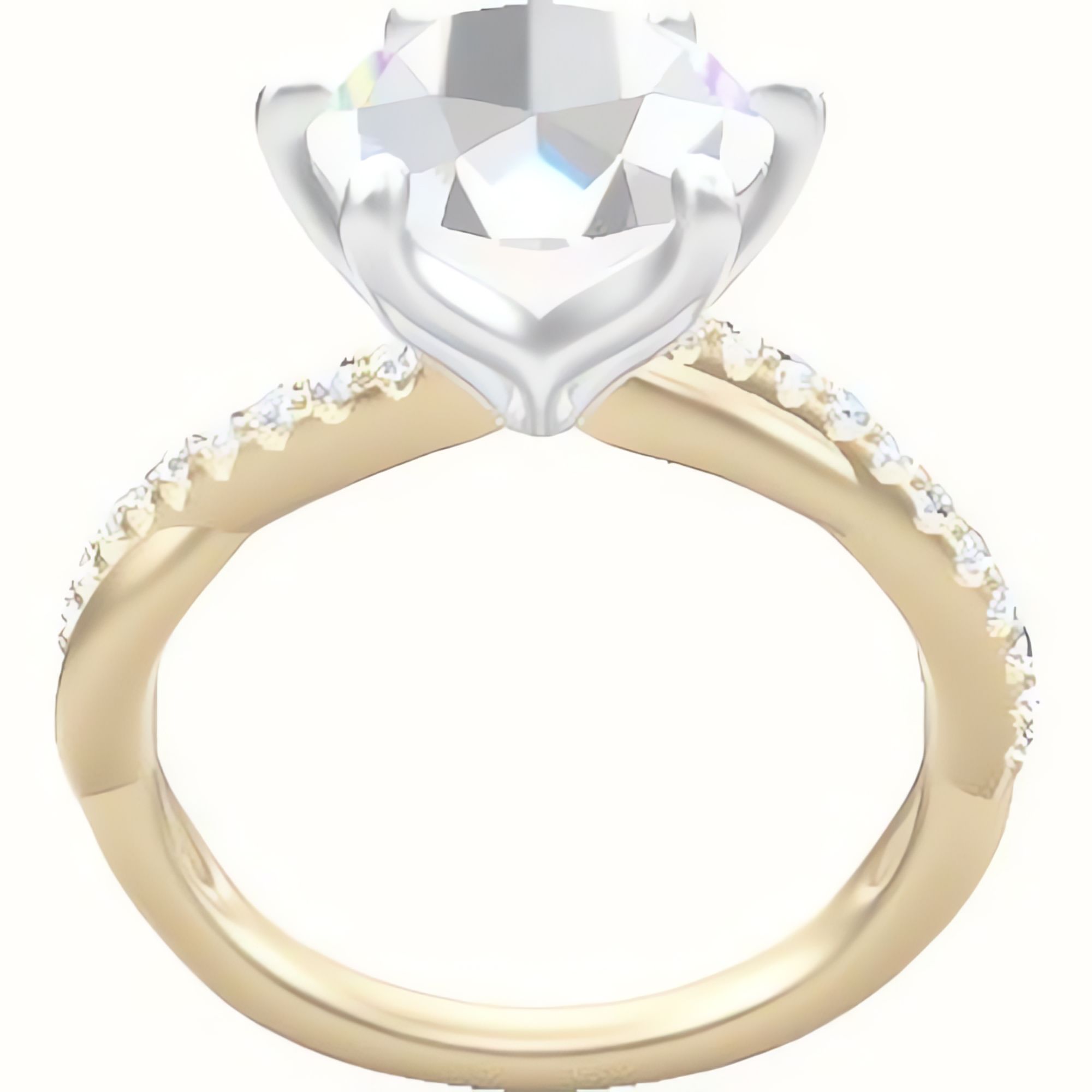 Pave Rope Engagement Ring With Petal Six Prong Head