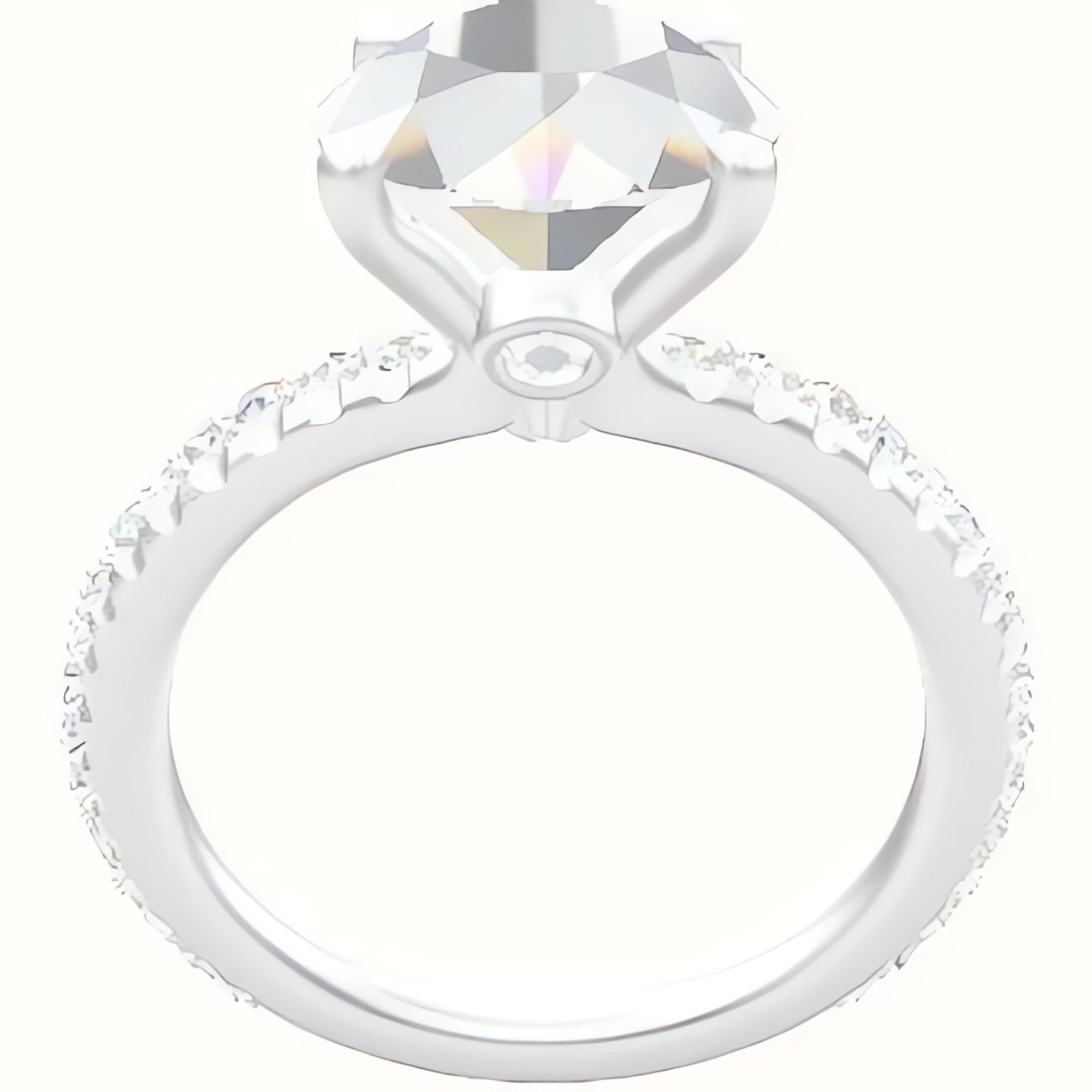 3/4 Pave Engagement Ring With Accent Diamond Head