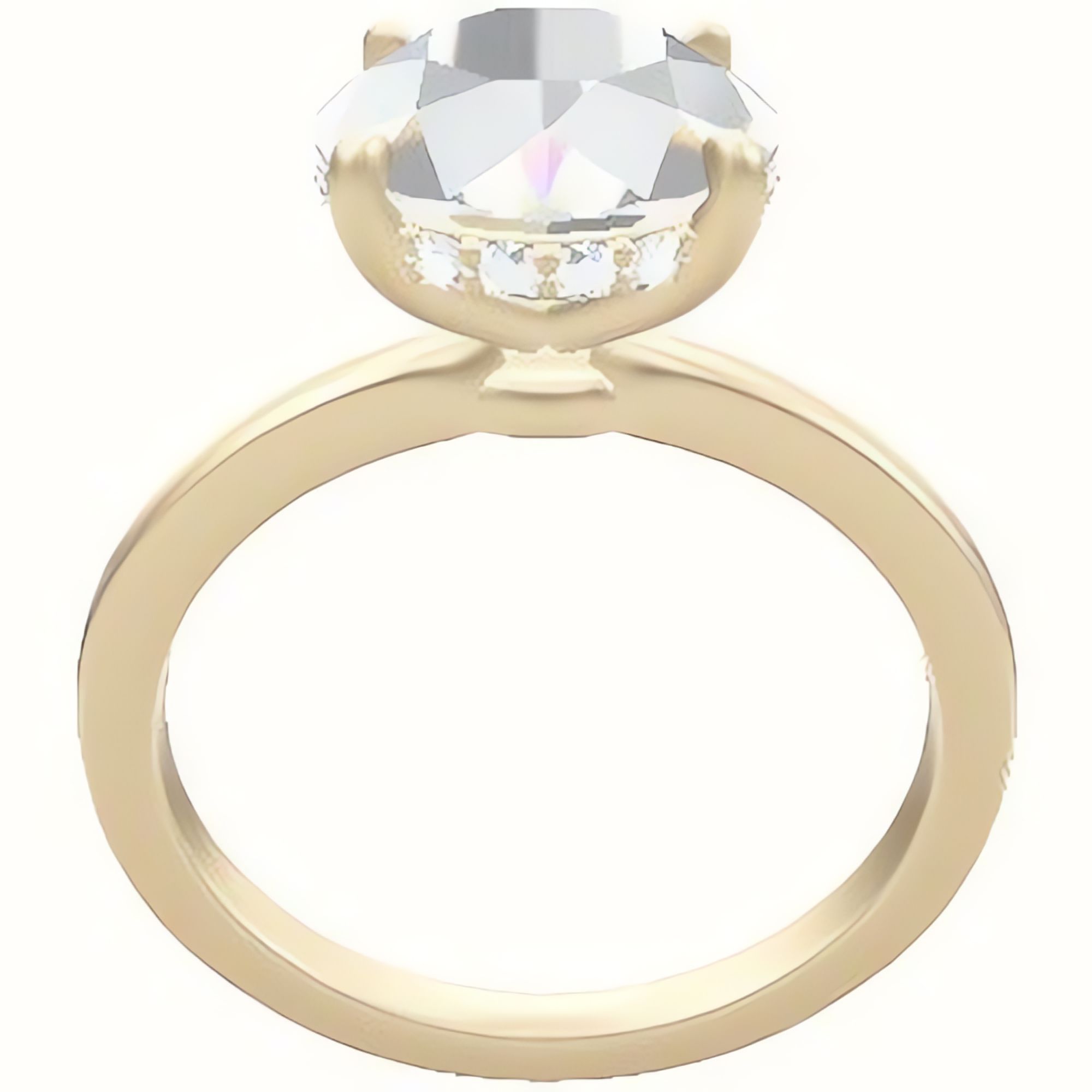 Open Solitaire Engagement Ring With Low Set Pave  Hidden Halo Head