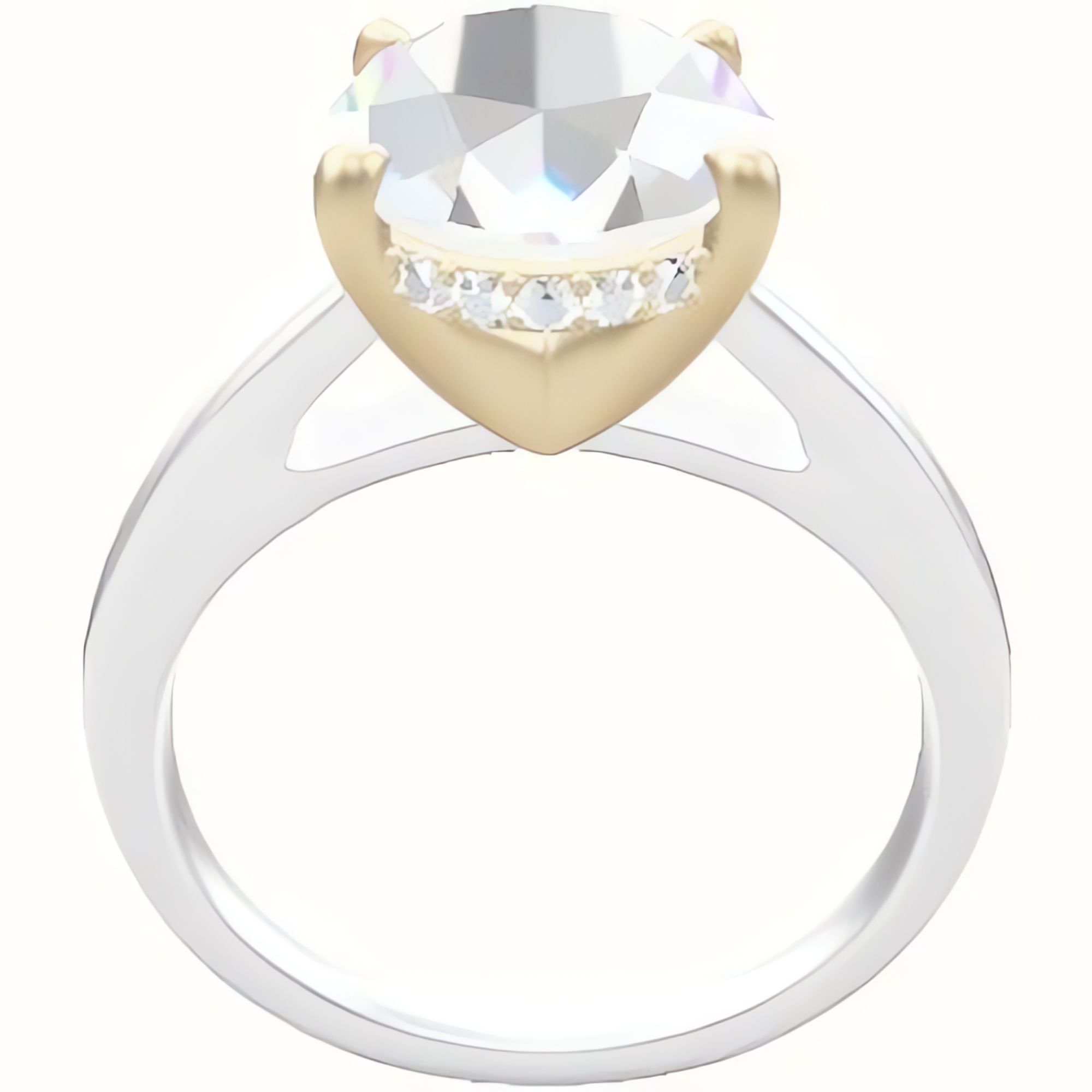 Cathedral Engagement Ring With V Prong with Hidden Halo Head
