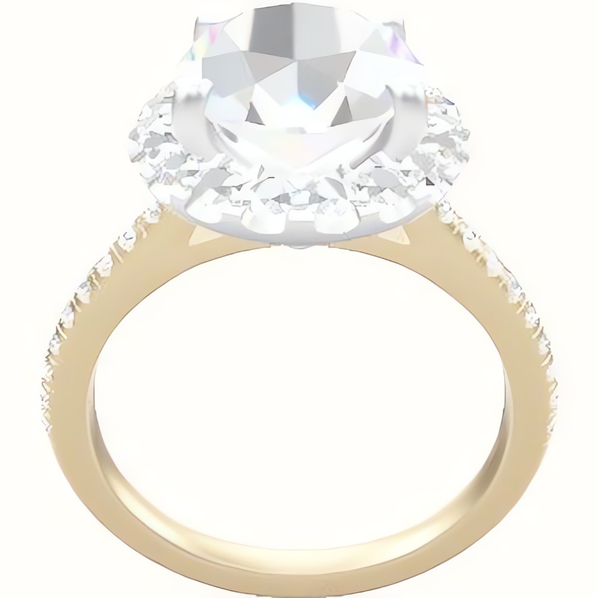 Pave Cathedral Engagement Ring With Halo Head