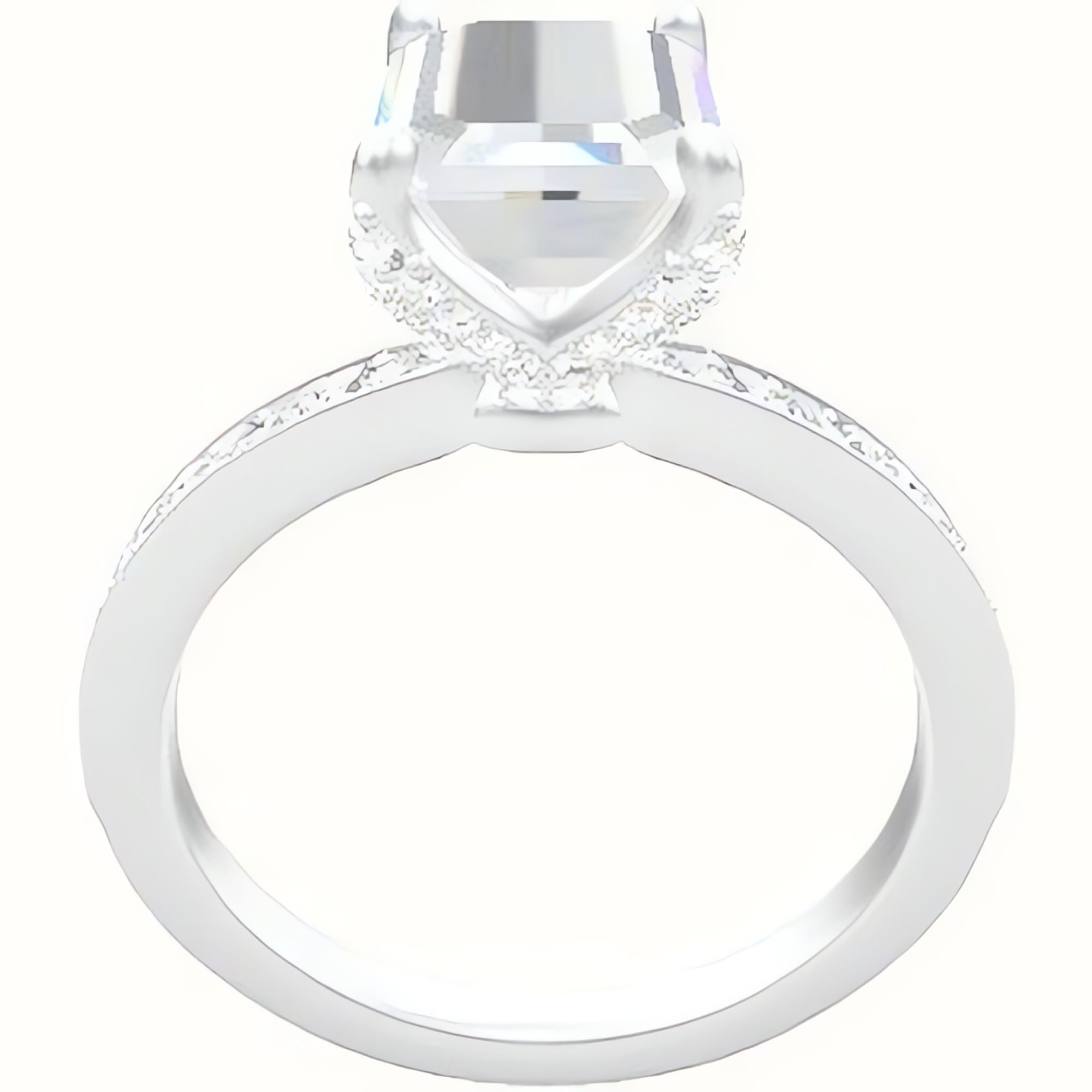 Micropave Engagement Ring With Pave Petal Four Prong Head