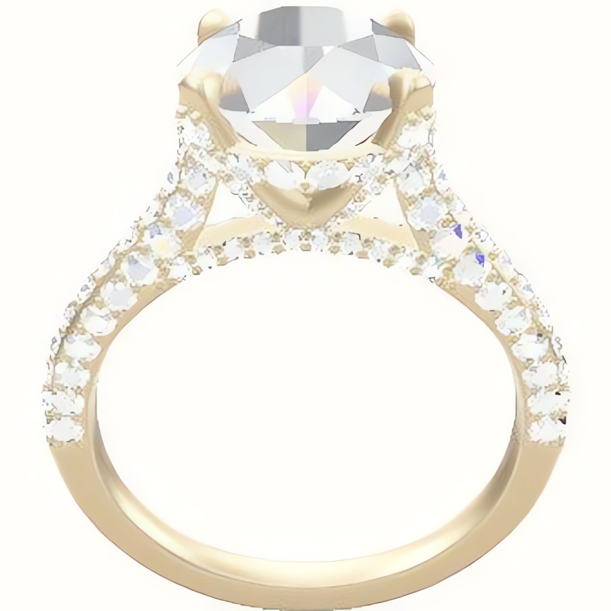 Petite Cathedral Three Row Engagement Ring With Pave Basket Head