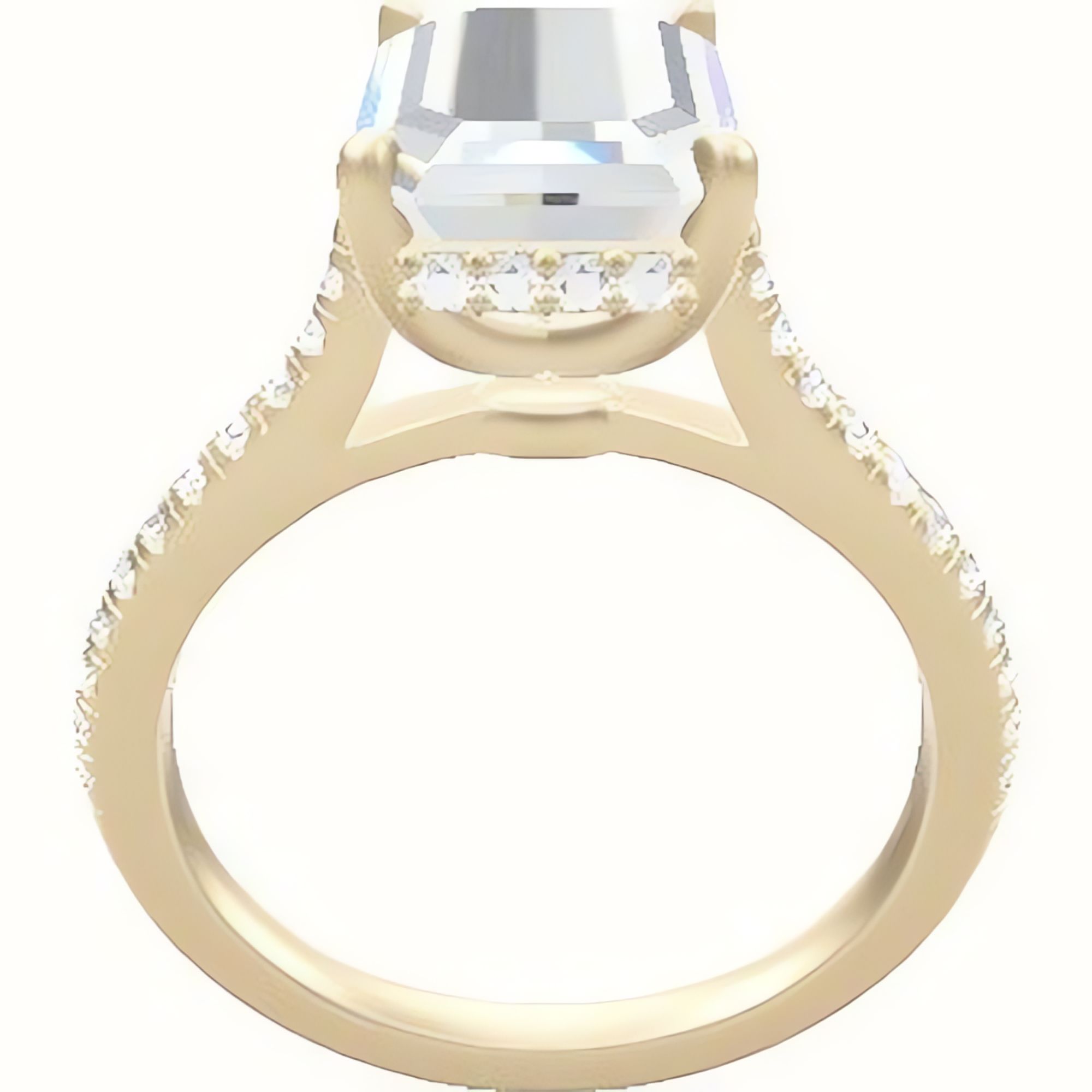 Pave Cathedral Engagement Ring With Low Set Pave  Hidden Halo Head