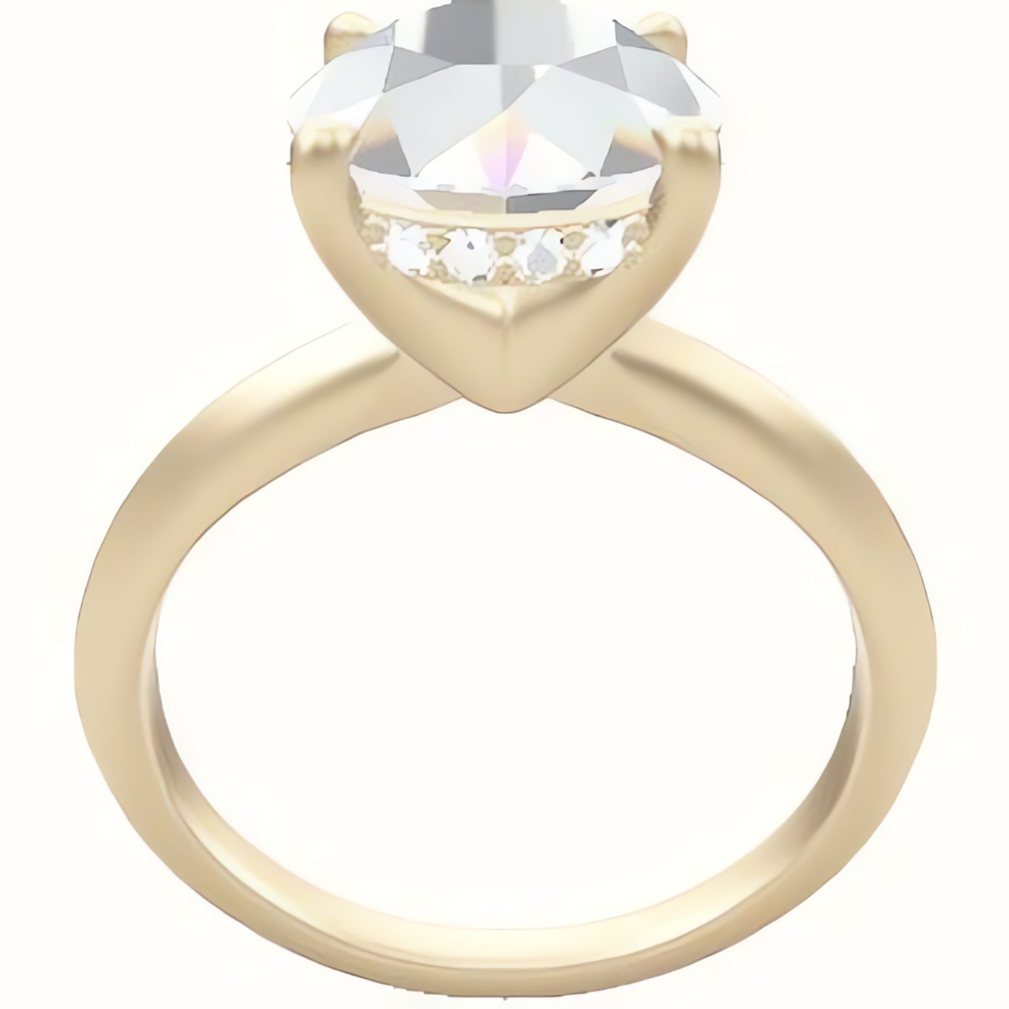 Knife Edge Engagement Ring With V Prong with Hidden Halo Head