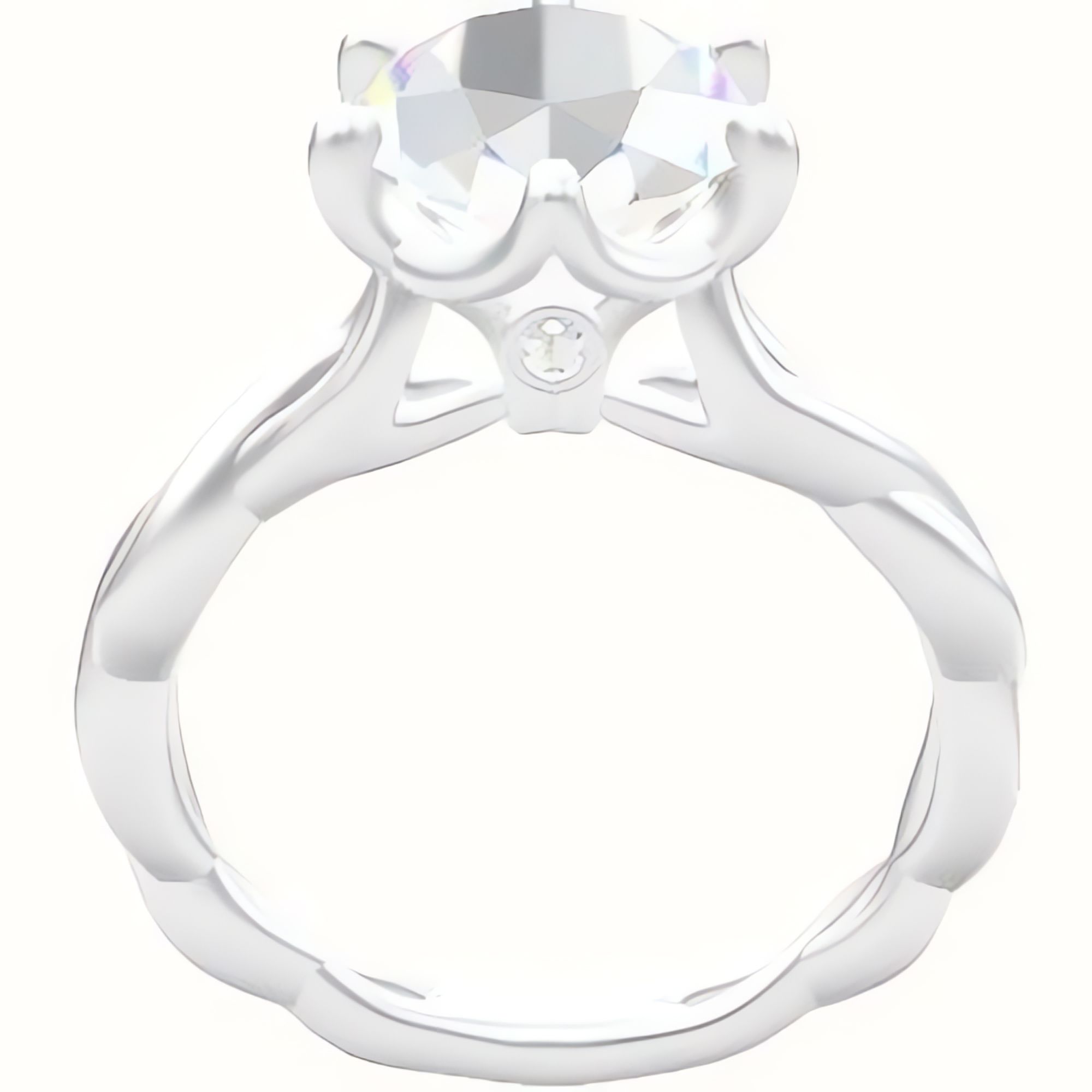 Cobra solitaire Twist Engagement Ring With Crown Six Prong w. accent Diamond Head