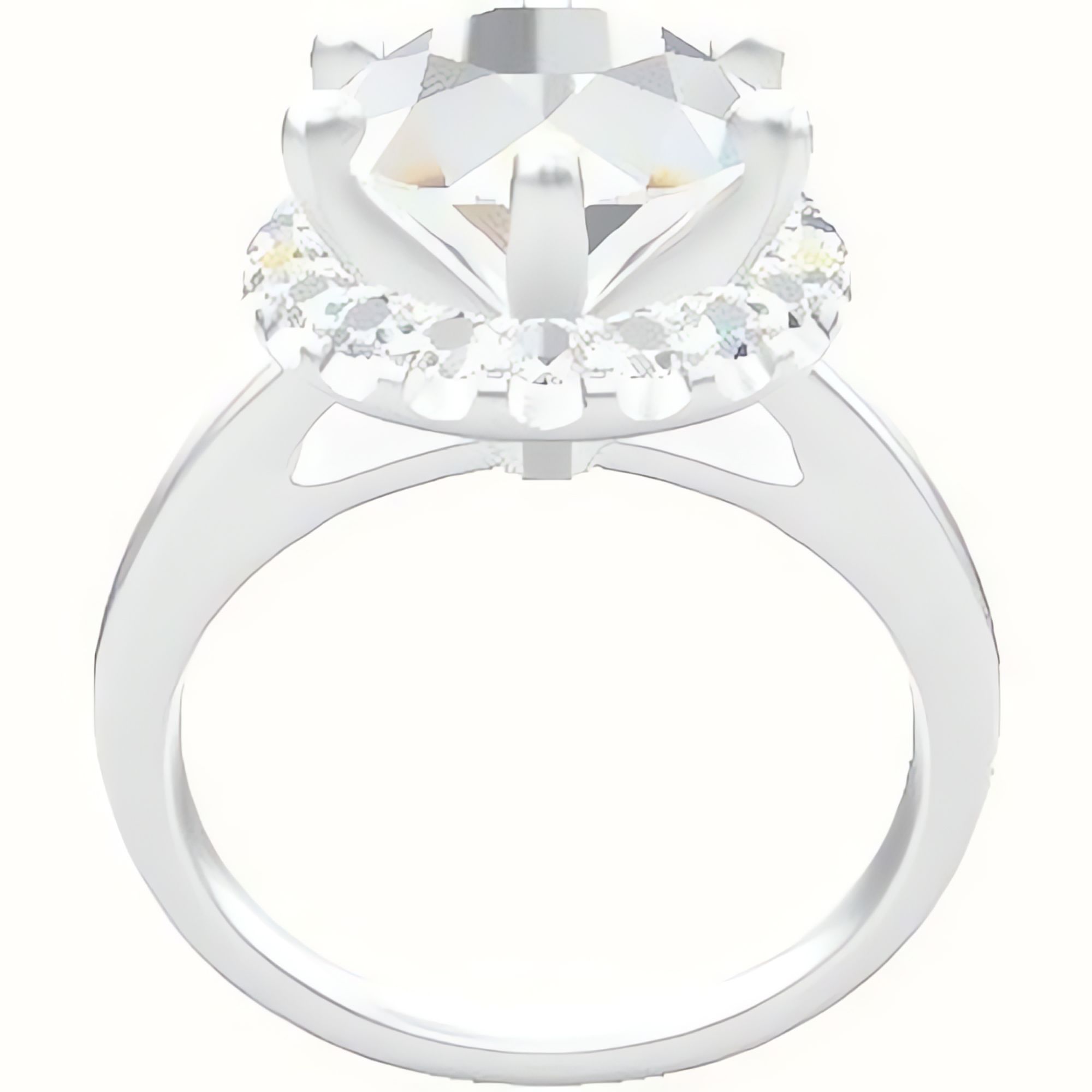 Cathedral Engagement Ring With Six Prong Halo Head
