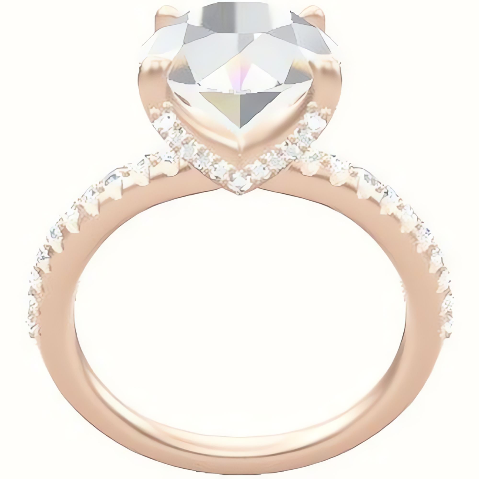 Half Pave Engagement Ring With Pave V Prong Head