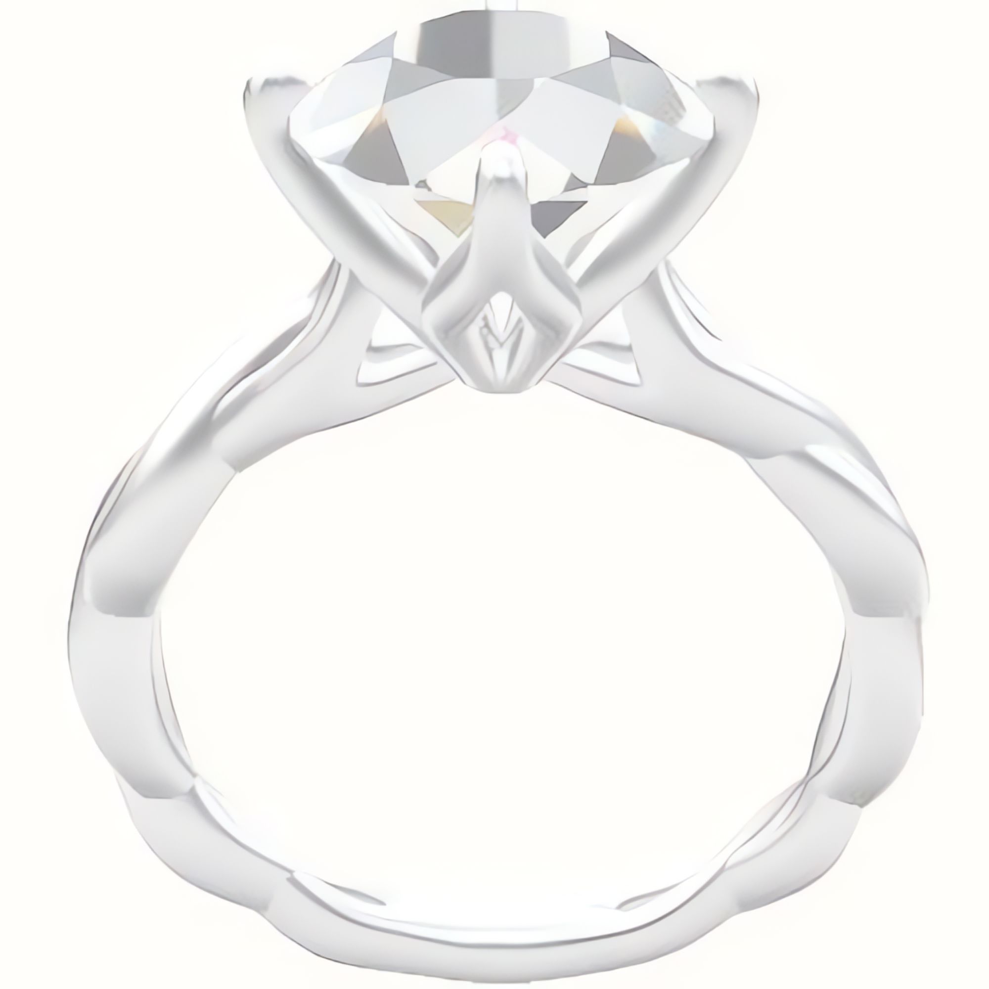 Cobra solitaire Twist Engagement Ring With Petal Compass Prong Head