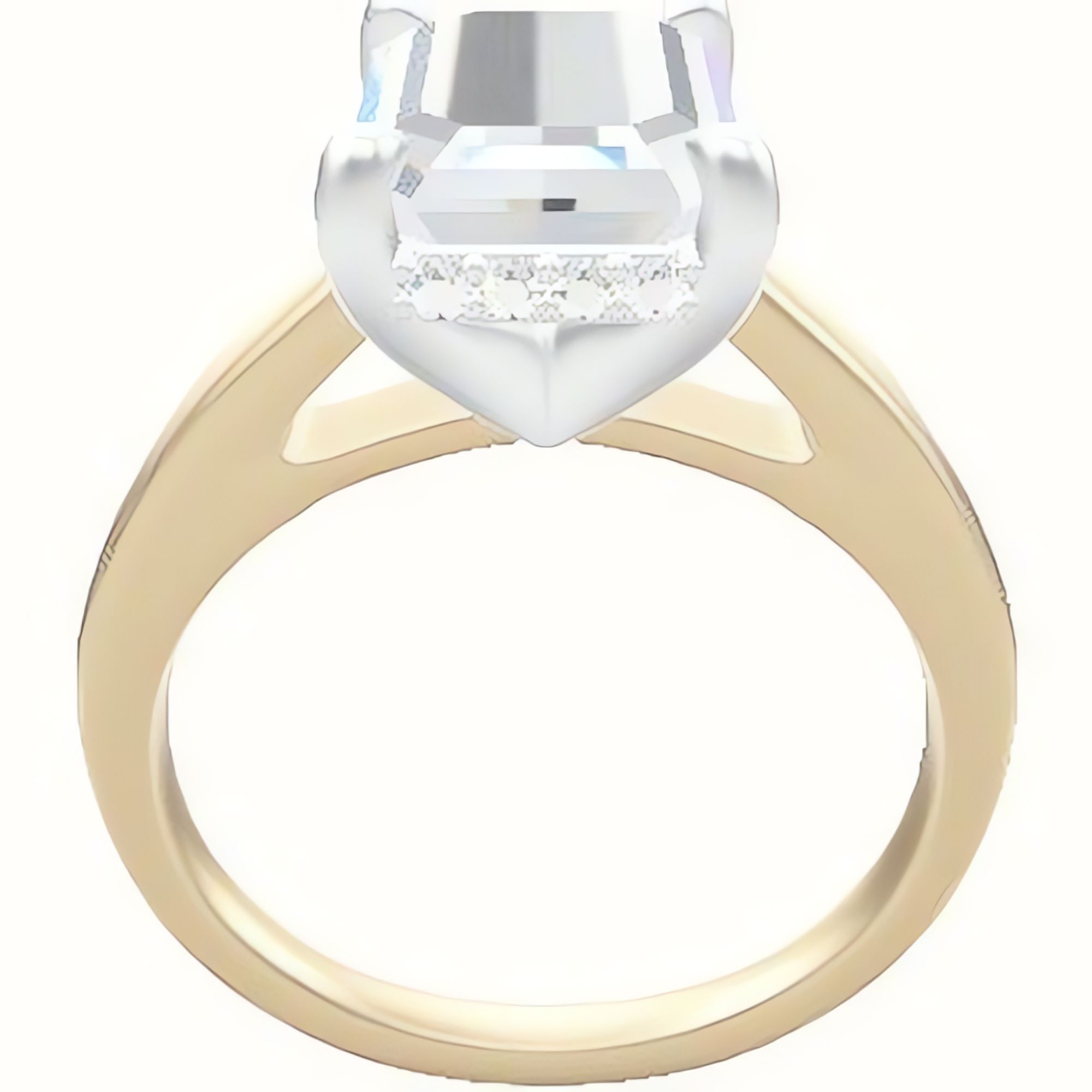 Cathedral Engagement Ring With V Prong with Hidden Halo Head