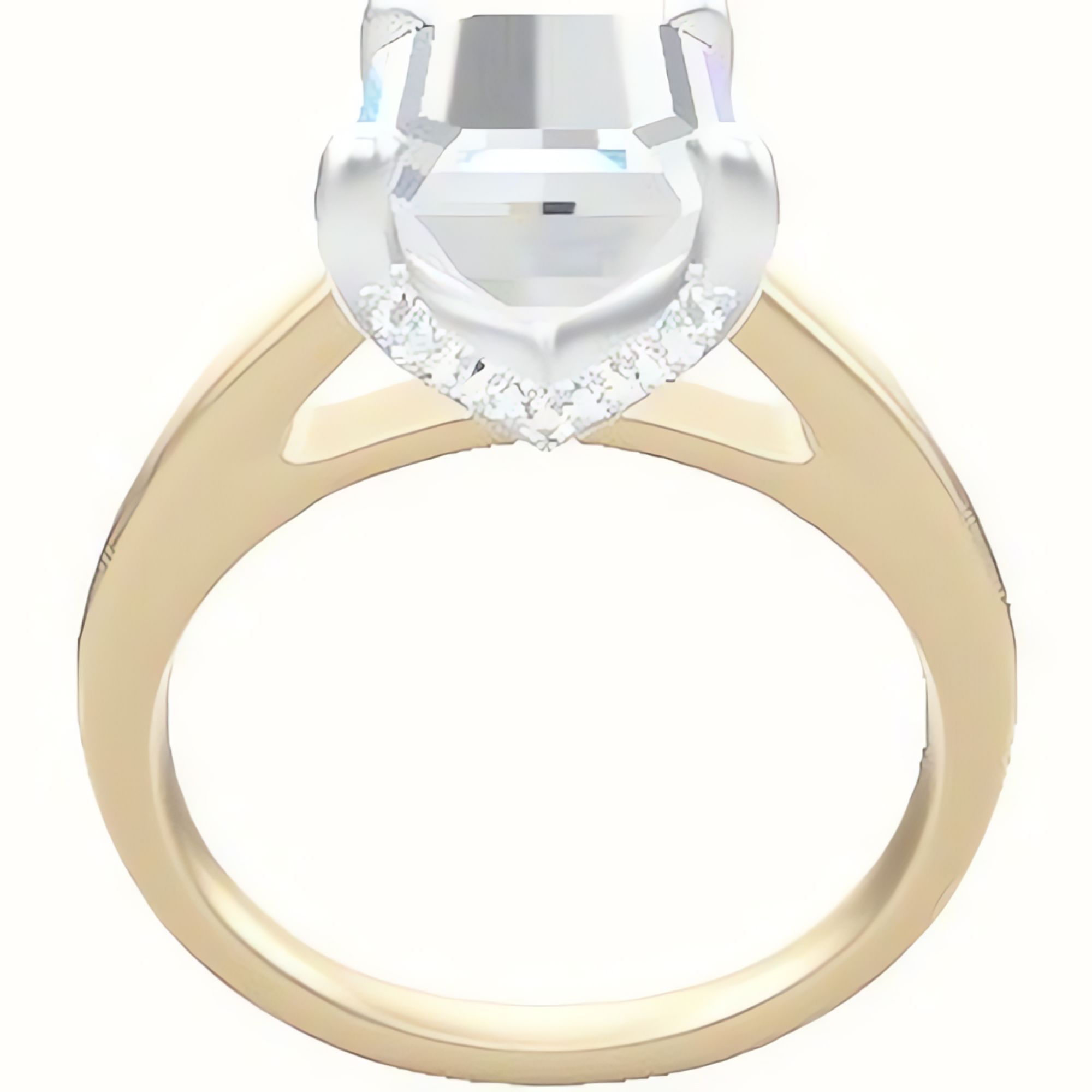 Cathedral Engagement Ring With Pave V Prong Head