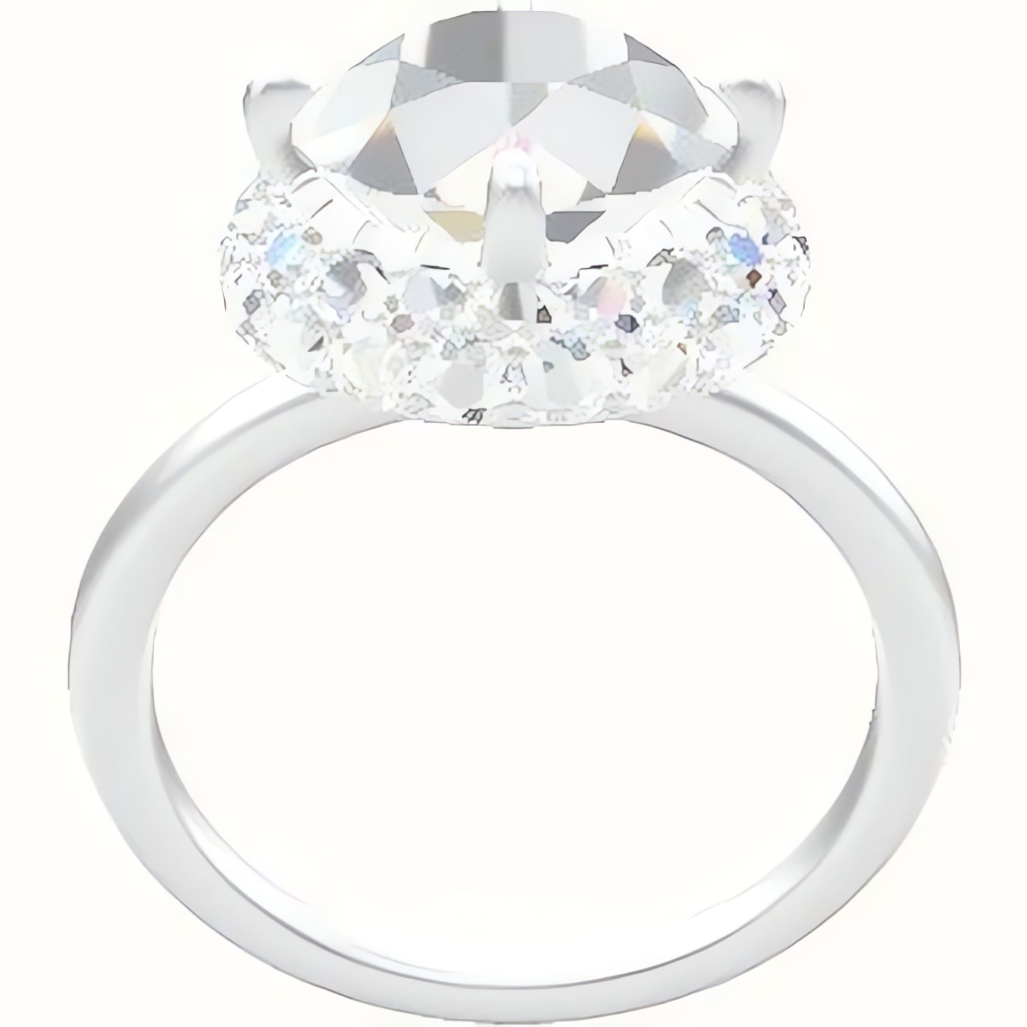 Classic Solitaire Engagement Ring With Waterfall Halo Head