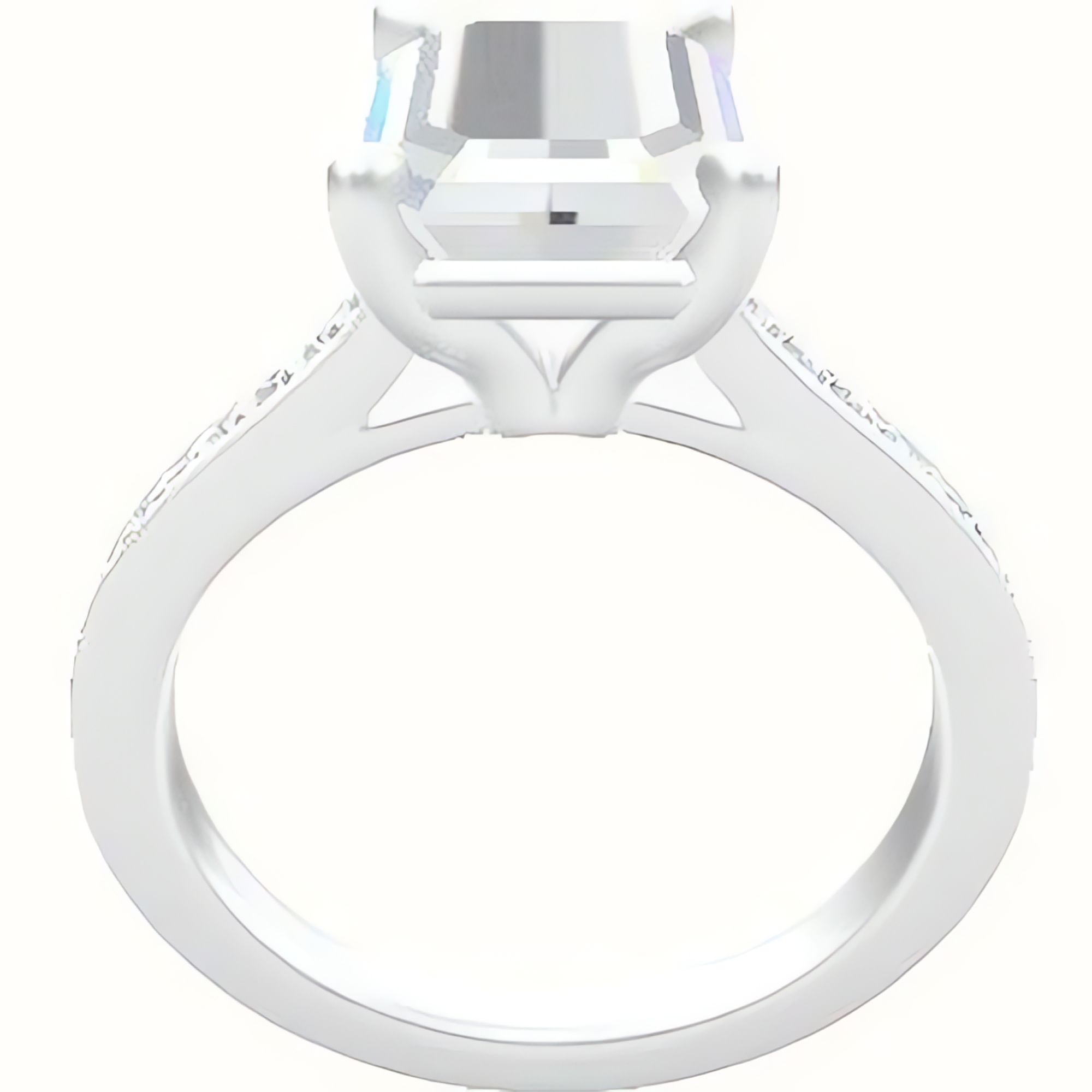 Tapered Channel Set Engagement Ring With Standard Four Prong Head