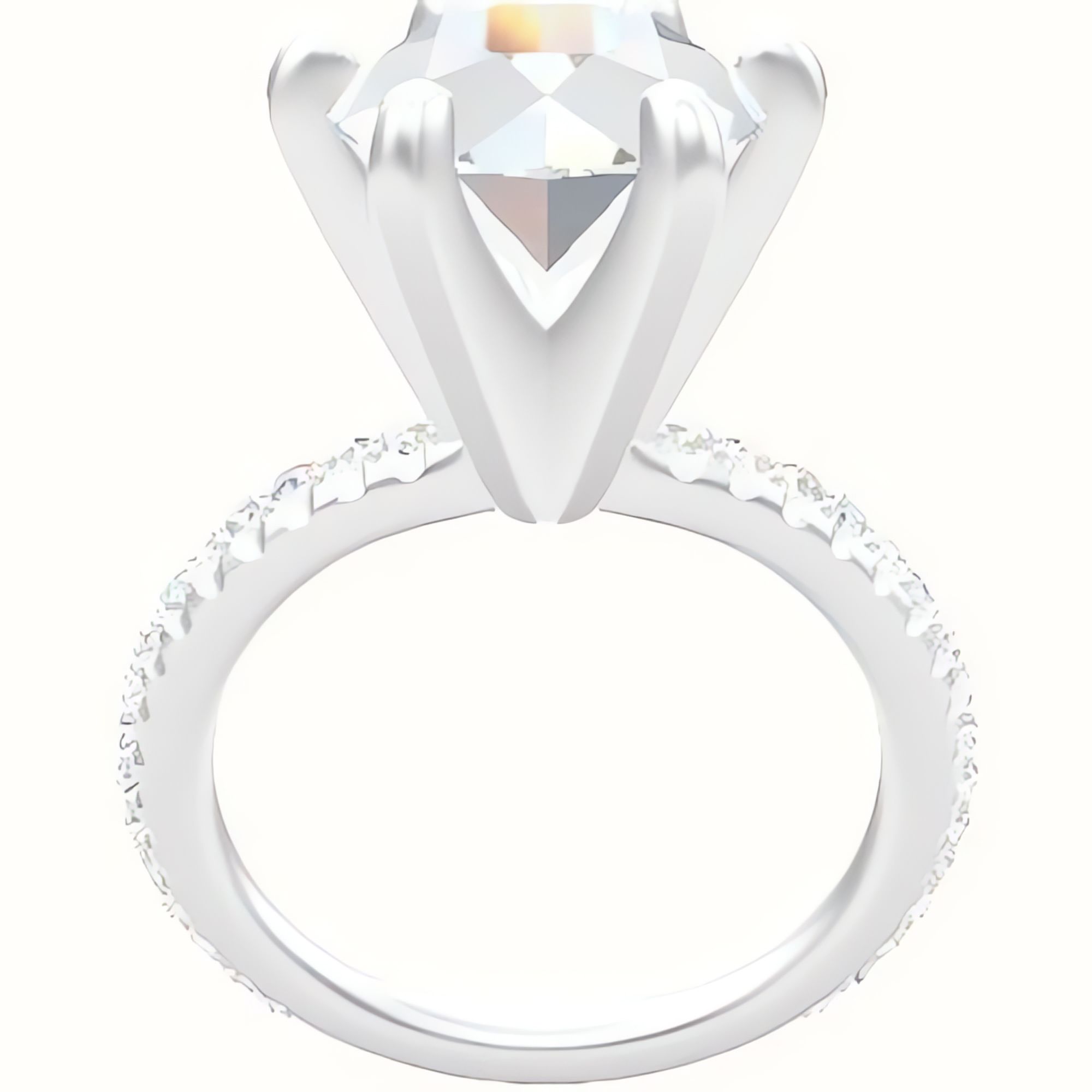 3/4 Pave Engagement Ring With Classic Six Prong Head