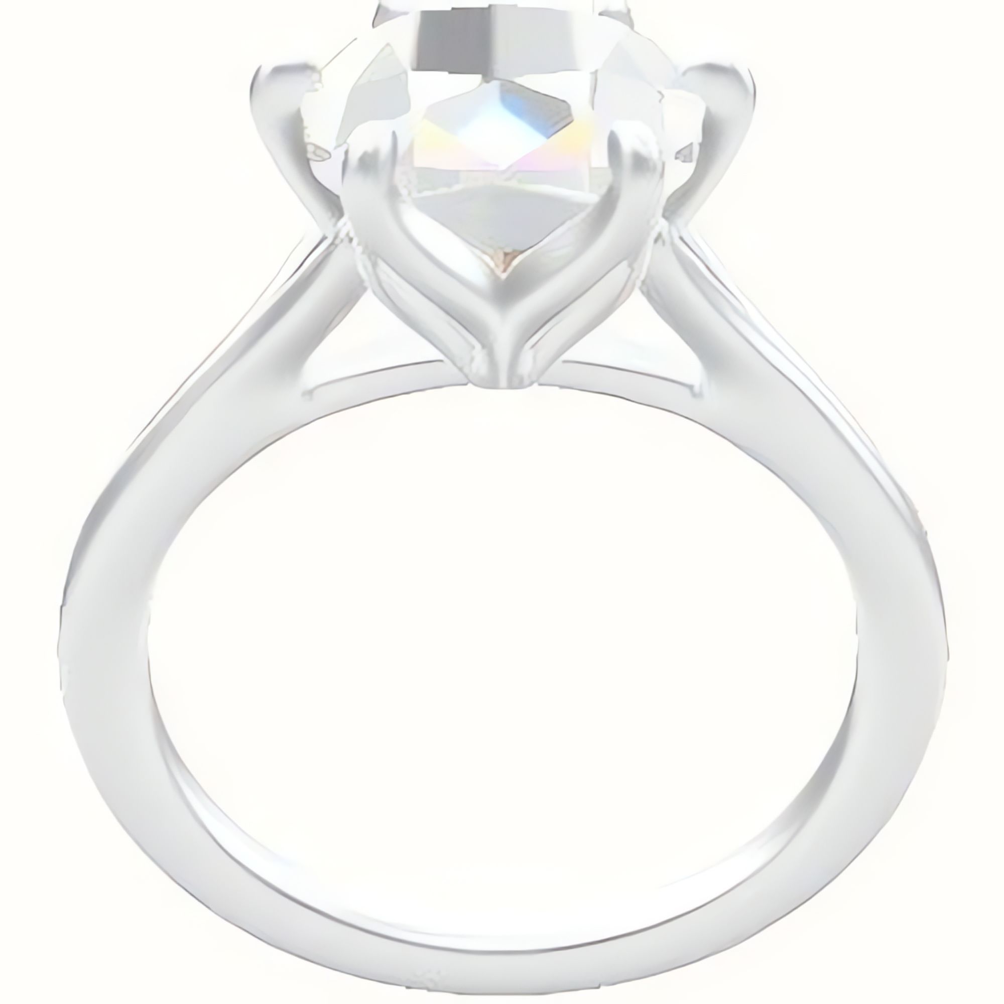Split Cathedral Engagement Ring With Petal Six Prong Head