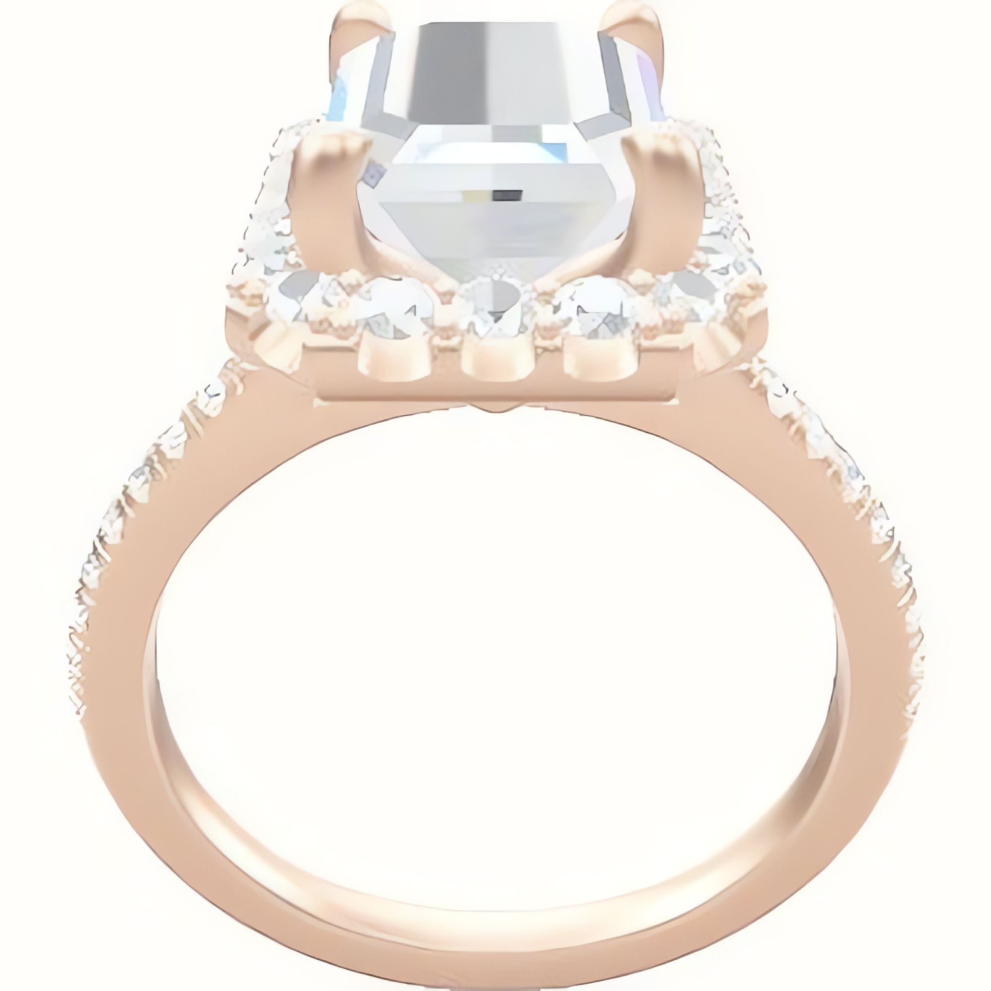 Pave Cathedral Engagement Ring With Halo Head