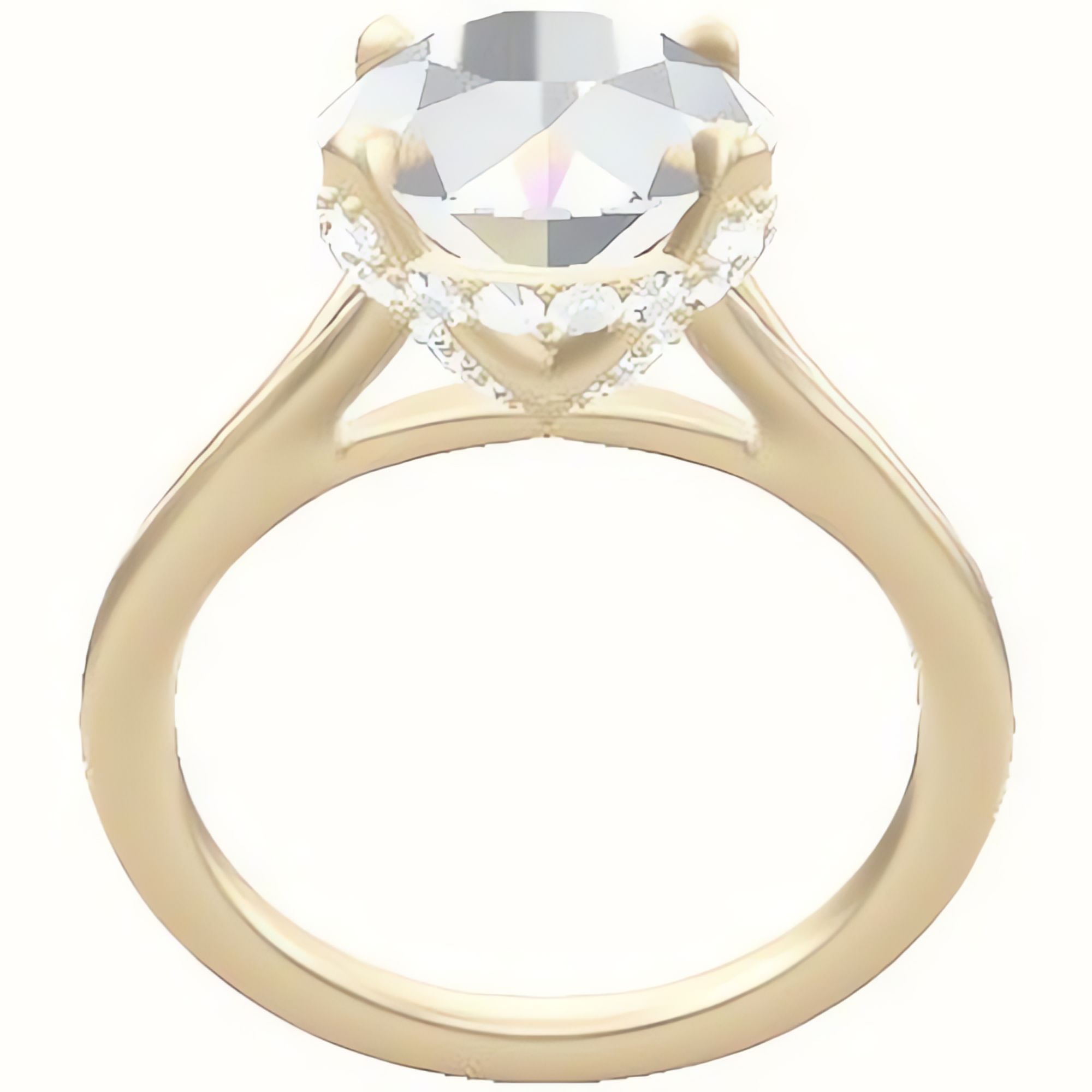 Split Cathedral Engagement Ring With Pave Basket Head
