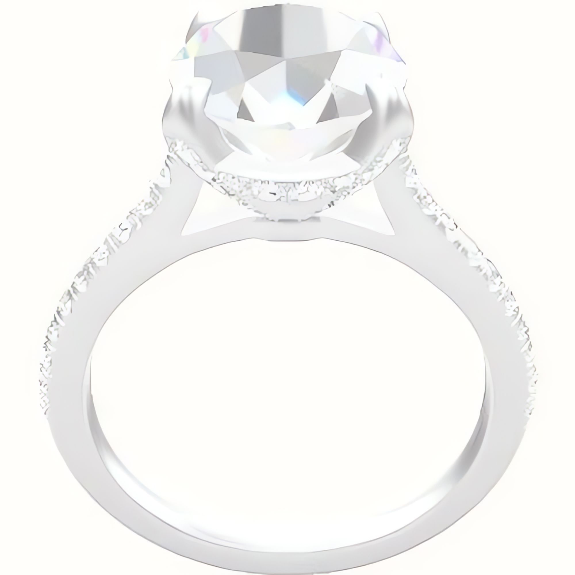 Pave Cathedral Engagement Ring With Pave Basket Head