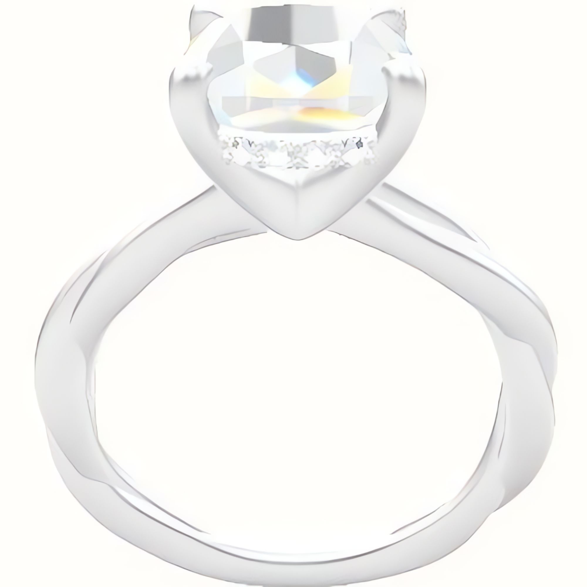 Solitaire Rope Engagement Ring With V Prong with Hidden Halo Head