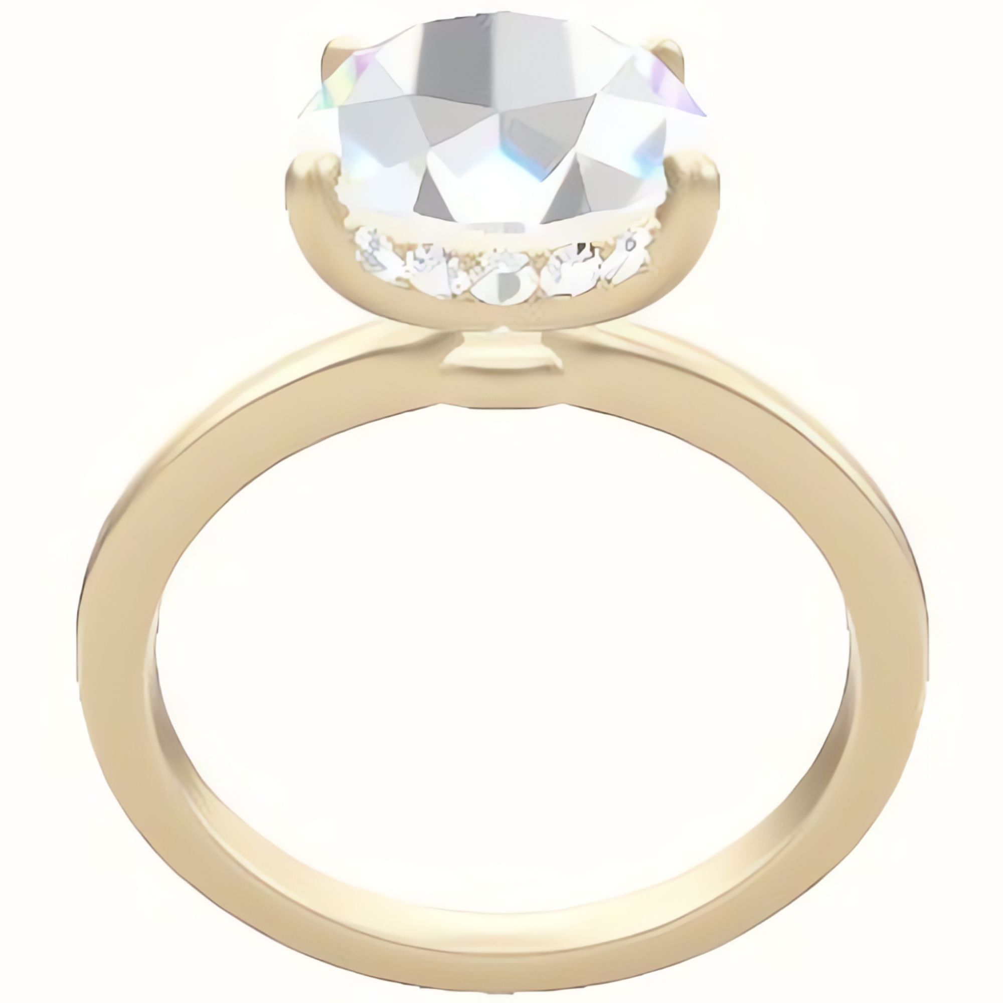 Open Solitaire Engagement Ring With Low Set Pave  Hidden Halo Head
