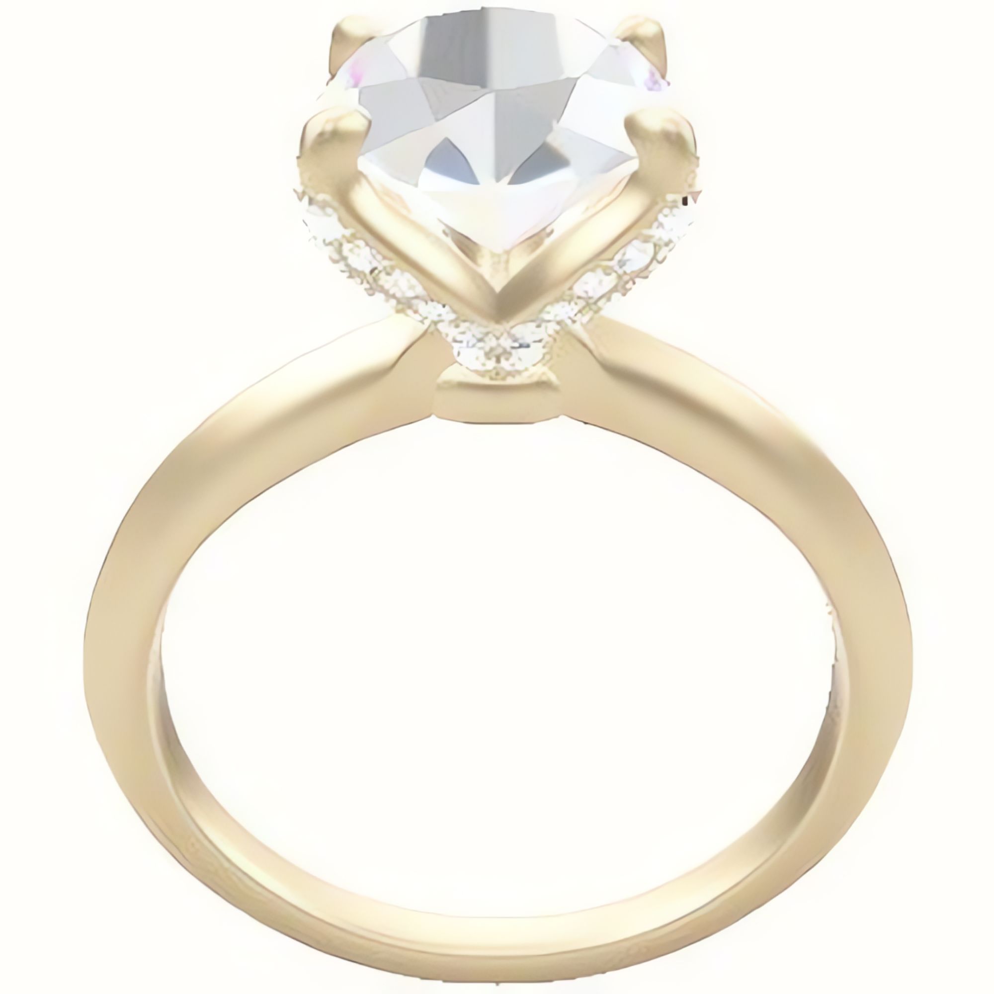 Knife Edge Engagement Ring With Pave Petal Four Prong Head