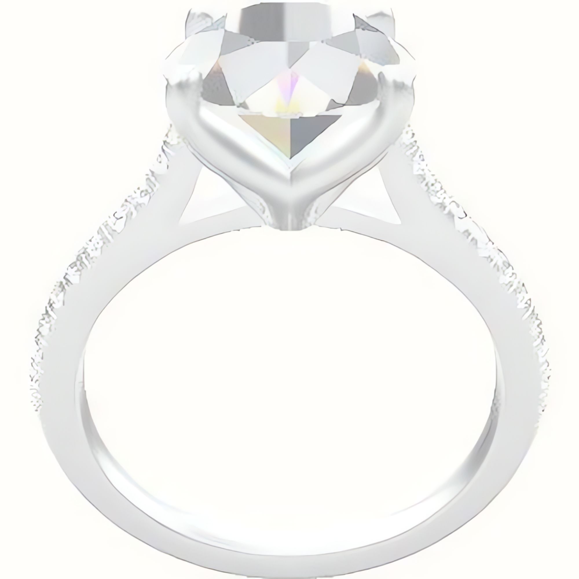 Pave Cathedral Engagement Ring With Petal Four Prong Head